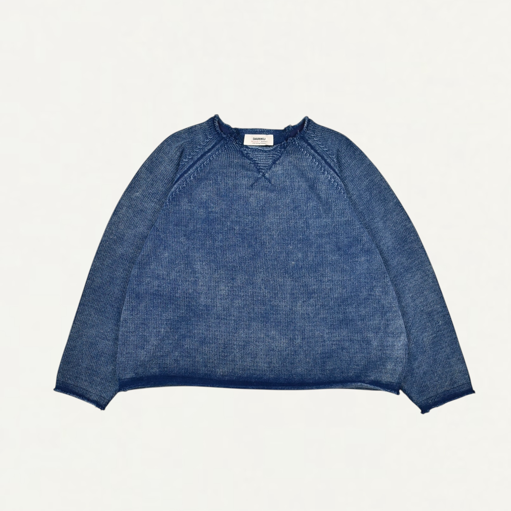 DAIRIKU Vintage Washed Pullover Knit Sweater Indigo[26SS KNT2]
