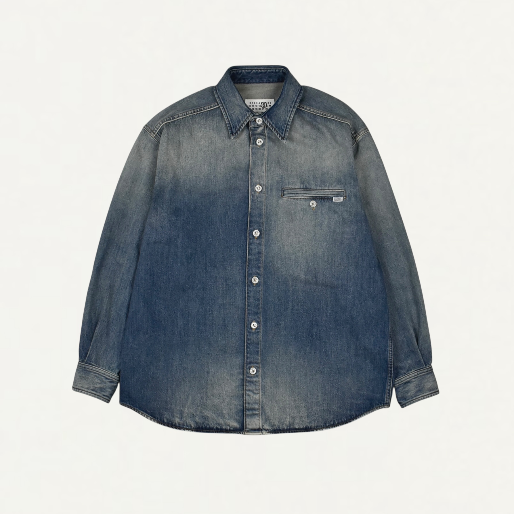MM6 MAISON MARGIELA Blue Denim 11oz Long-sleeved Shirt[SH0DT0044]