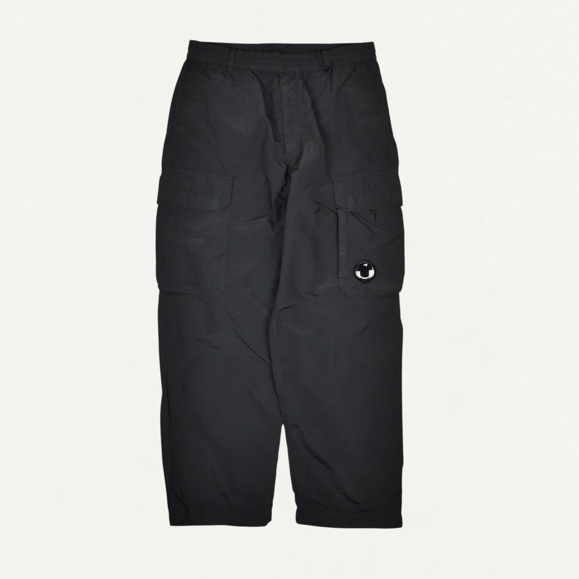 C.P. Company FLATT NYLON LOOSE CARGO LENS PANTS BLACK[20CMPA140A]