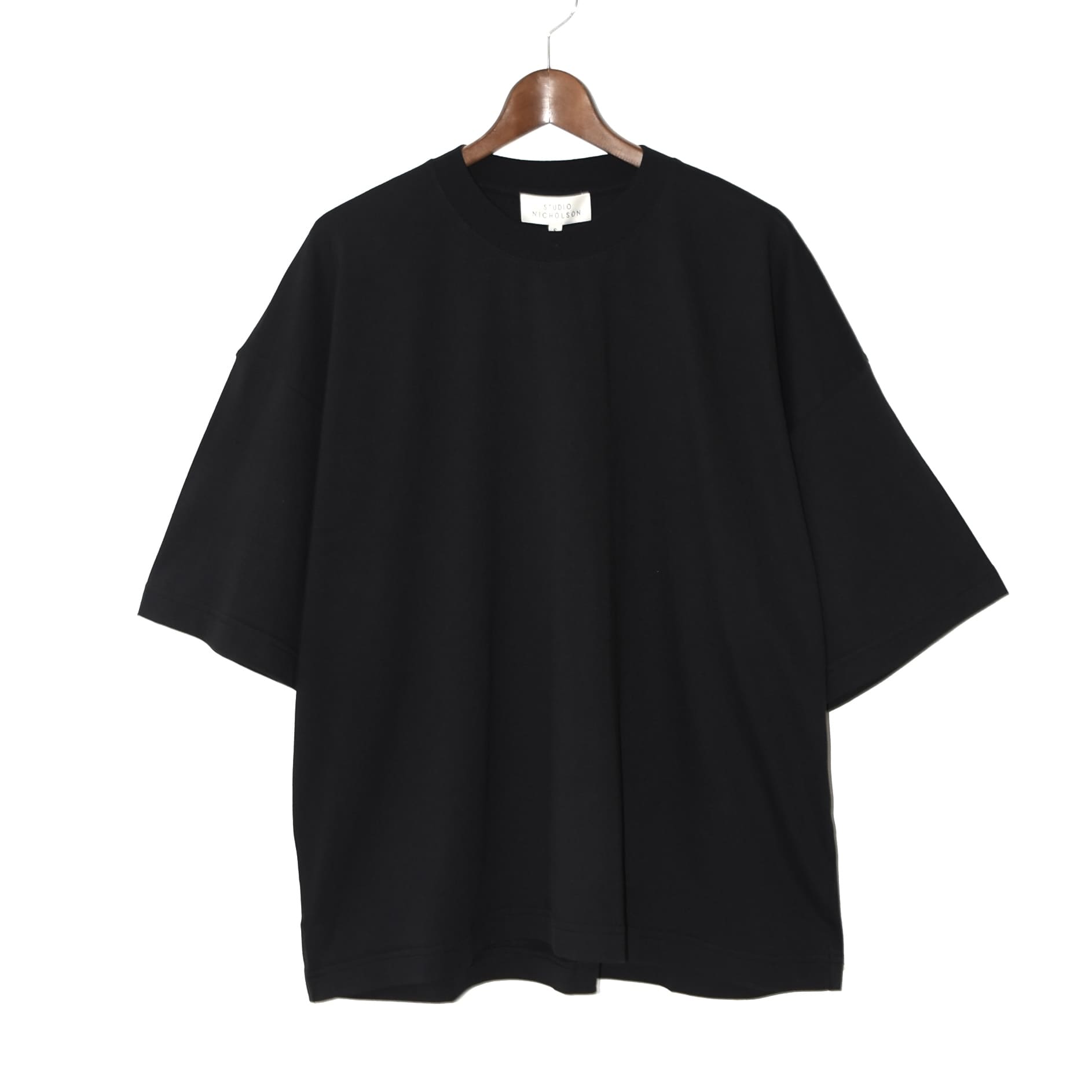 STUDIO NICHOLSON BRANDED SHORT SLEEVE T-SHIRTS OFF BLACK[PIU SNM-1327]