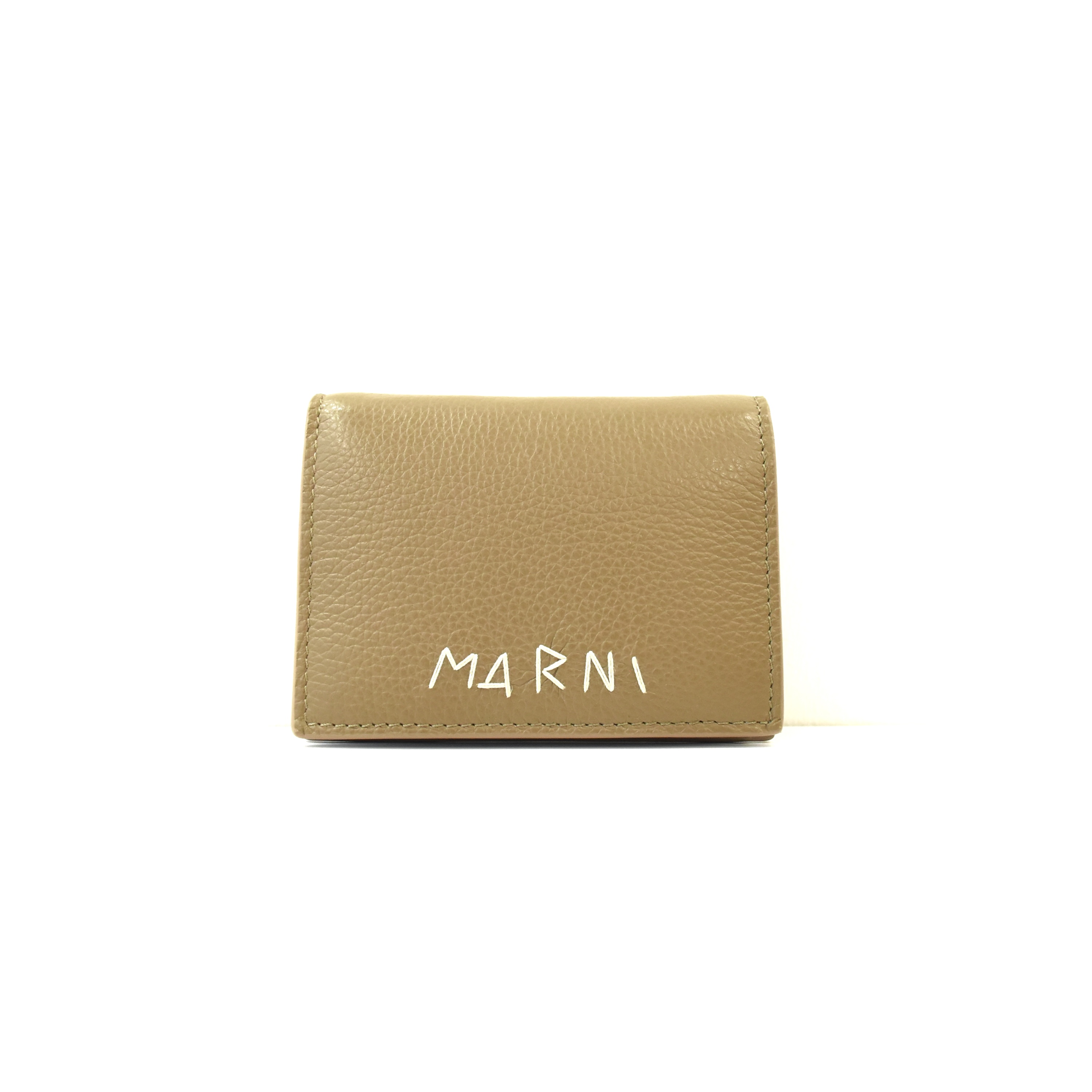 MARNI Brown leather bifold wallet with Marni Mending embroidery[PFMI0098U0]