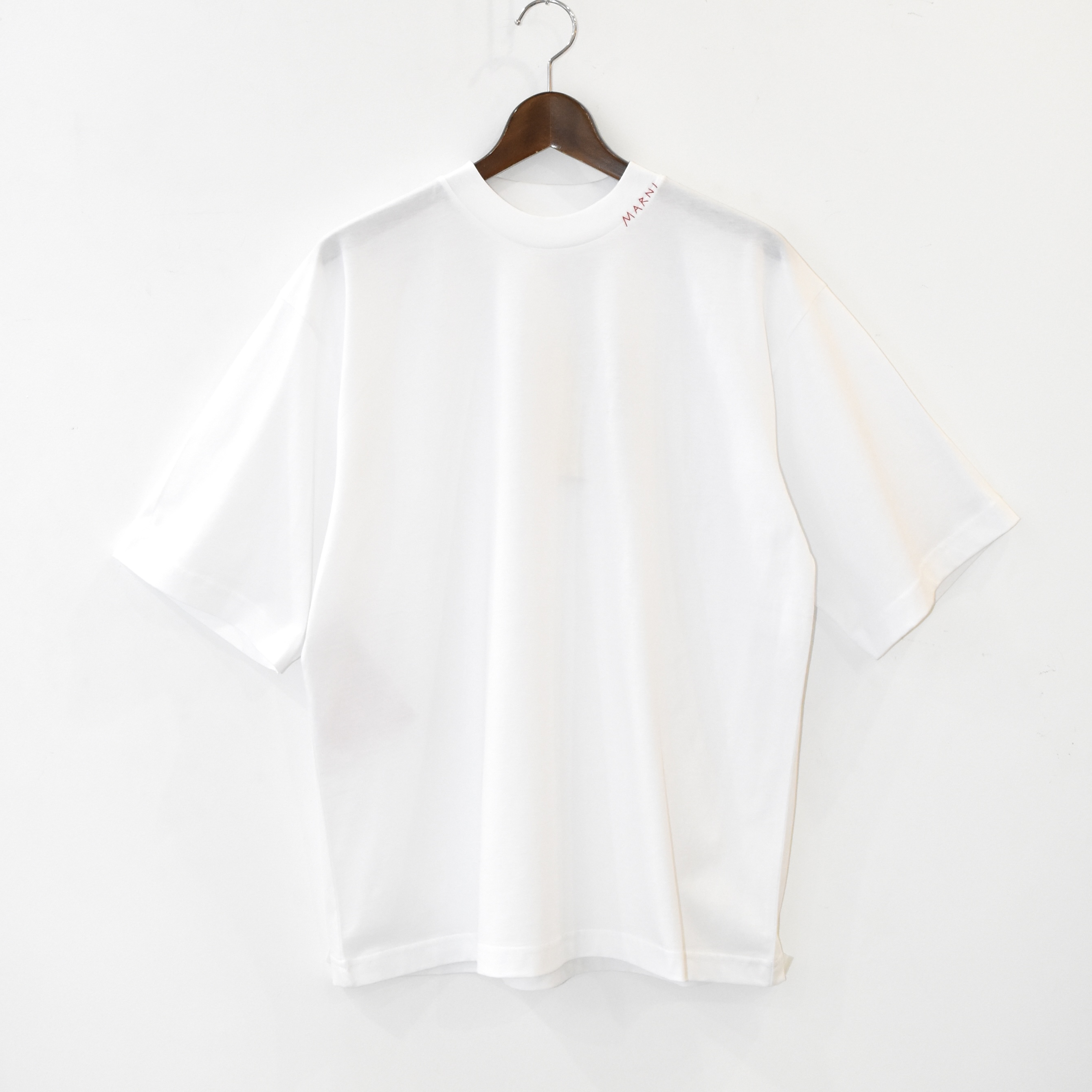 MARNI White organic cotton T-shirt with Marni Symbol[HUMU0223X5]