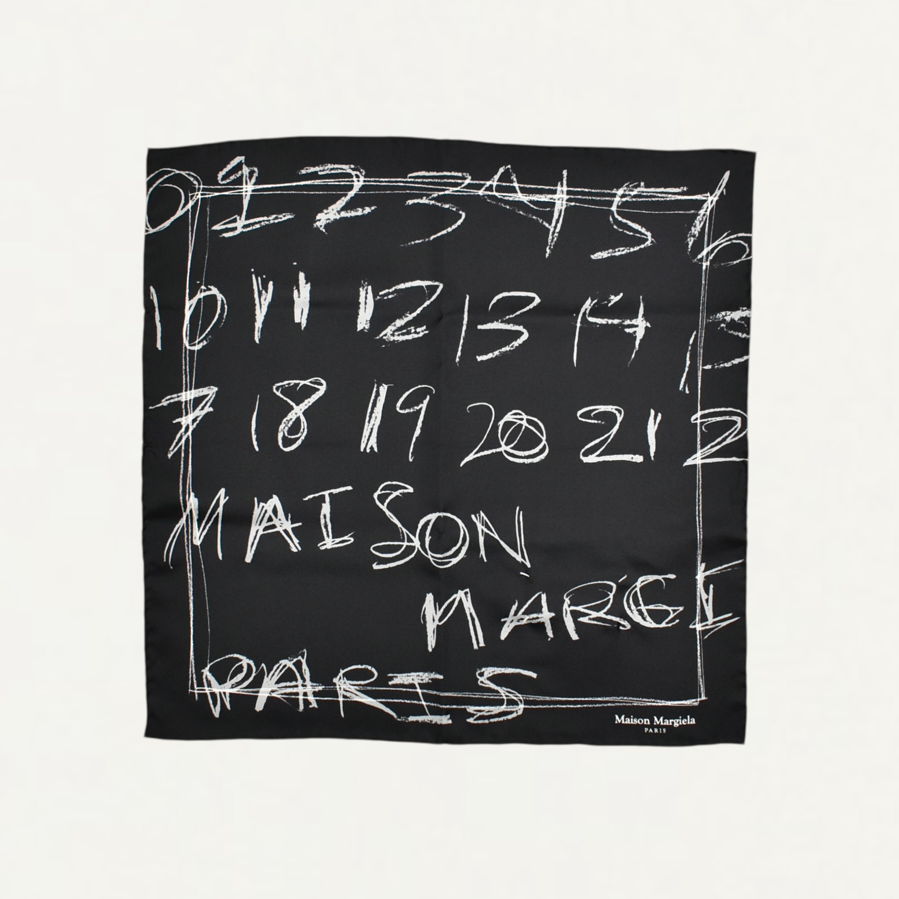 Maison Margiela Scribbled Numerical silk foulard Black[S51TF0048]
