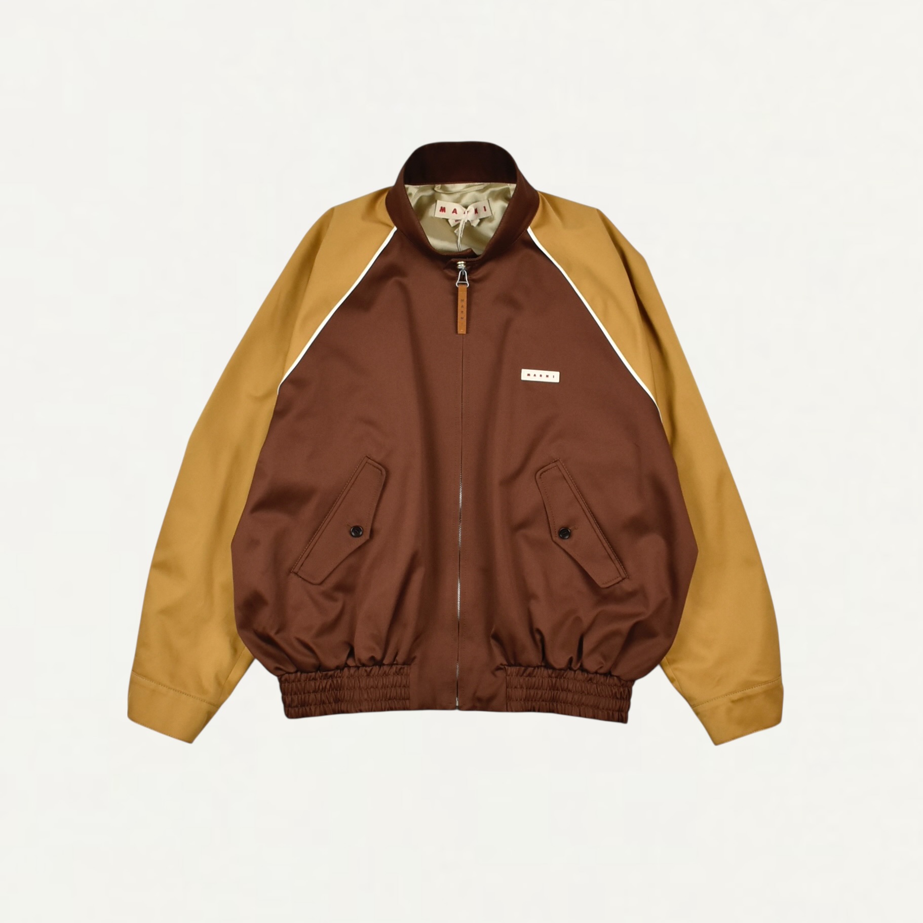 MARNI Brown water-repellent gabardine colour-block bomber jacket[JUMU0208QX]