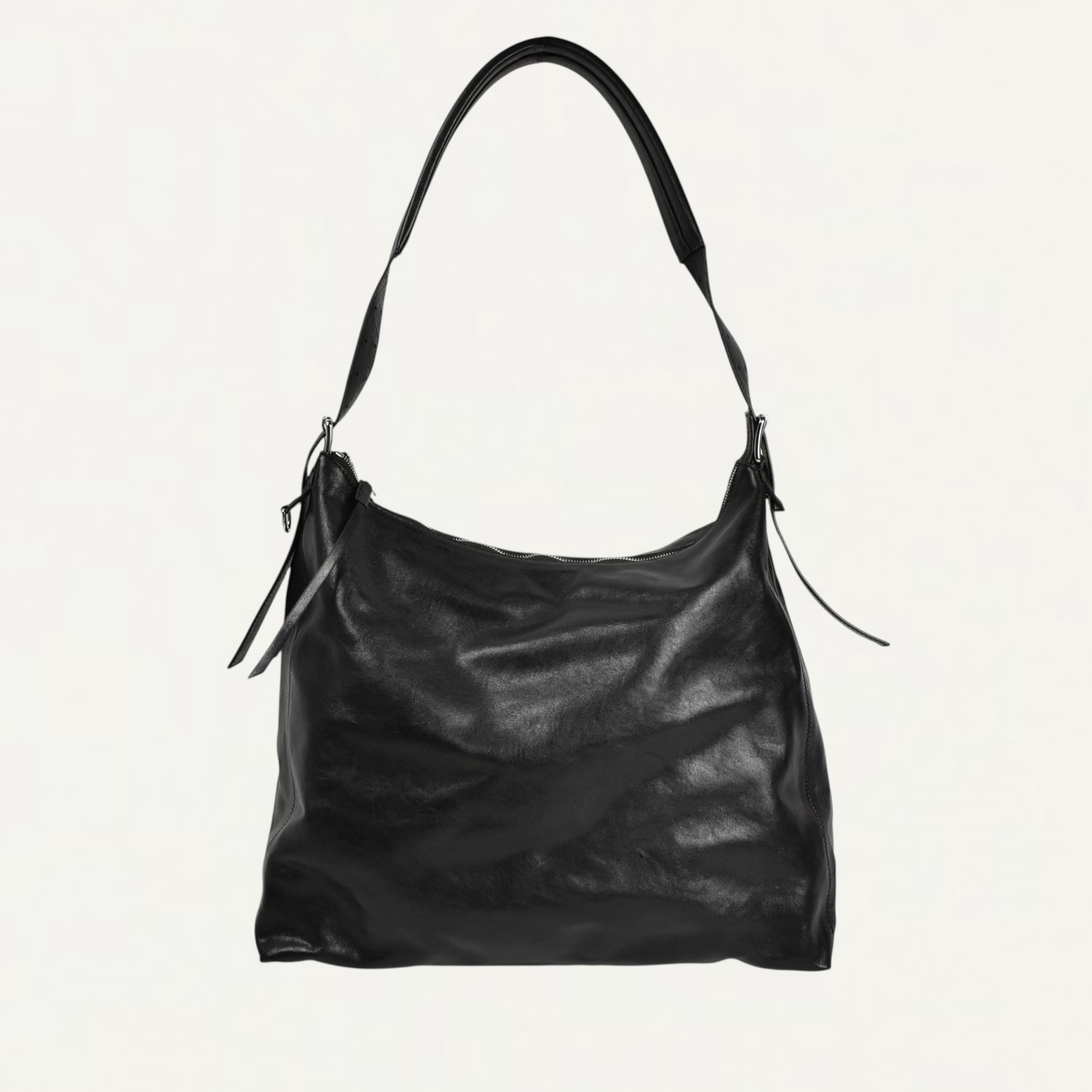 LEMAIRE BELTED HOBO BAG IN LEATHER DARK CHOCOLATE[BG0189 LL0108]