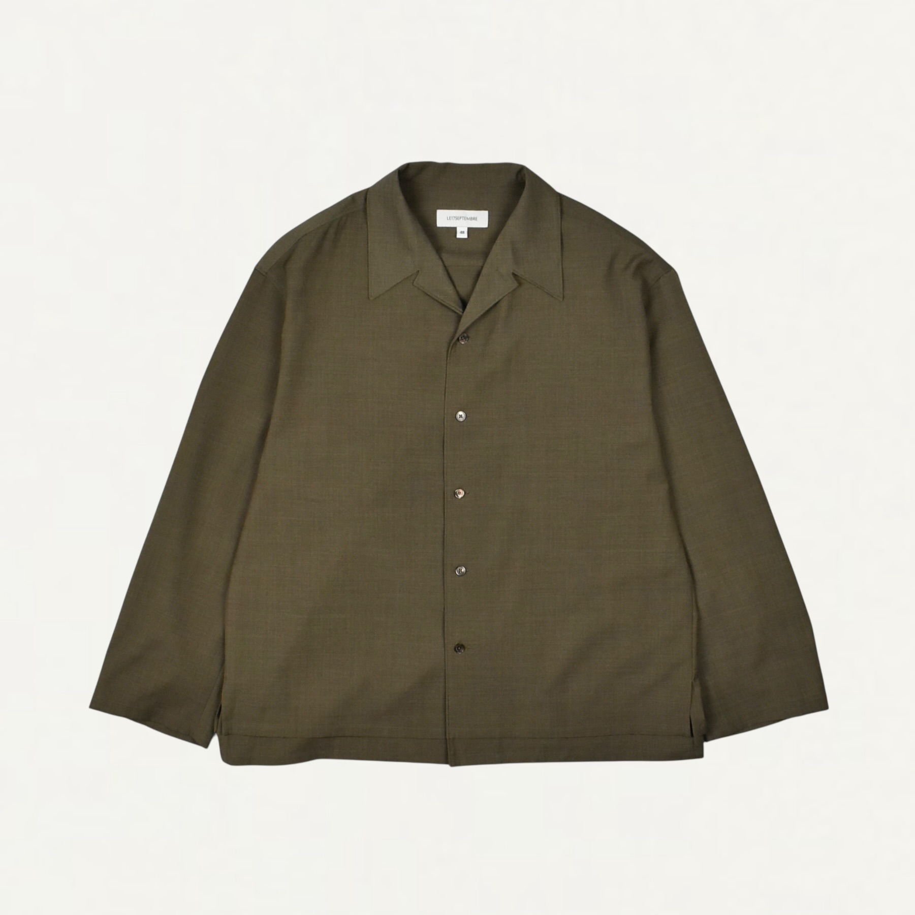 LE17SEPTEMBRE HOMME DOUBLE-LAYERED OPEN COLLAR SHIRT BROWN[LH2611SH006EBR]