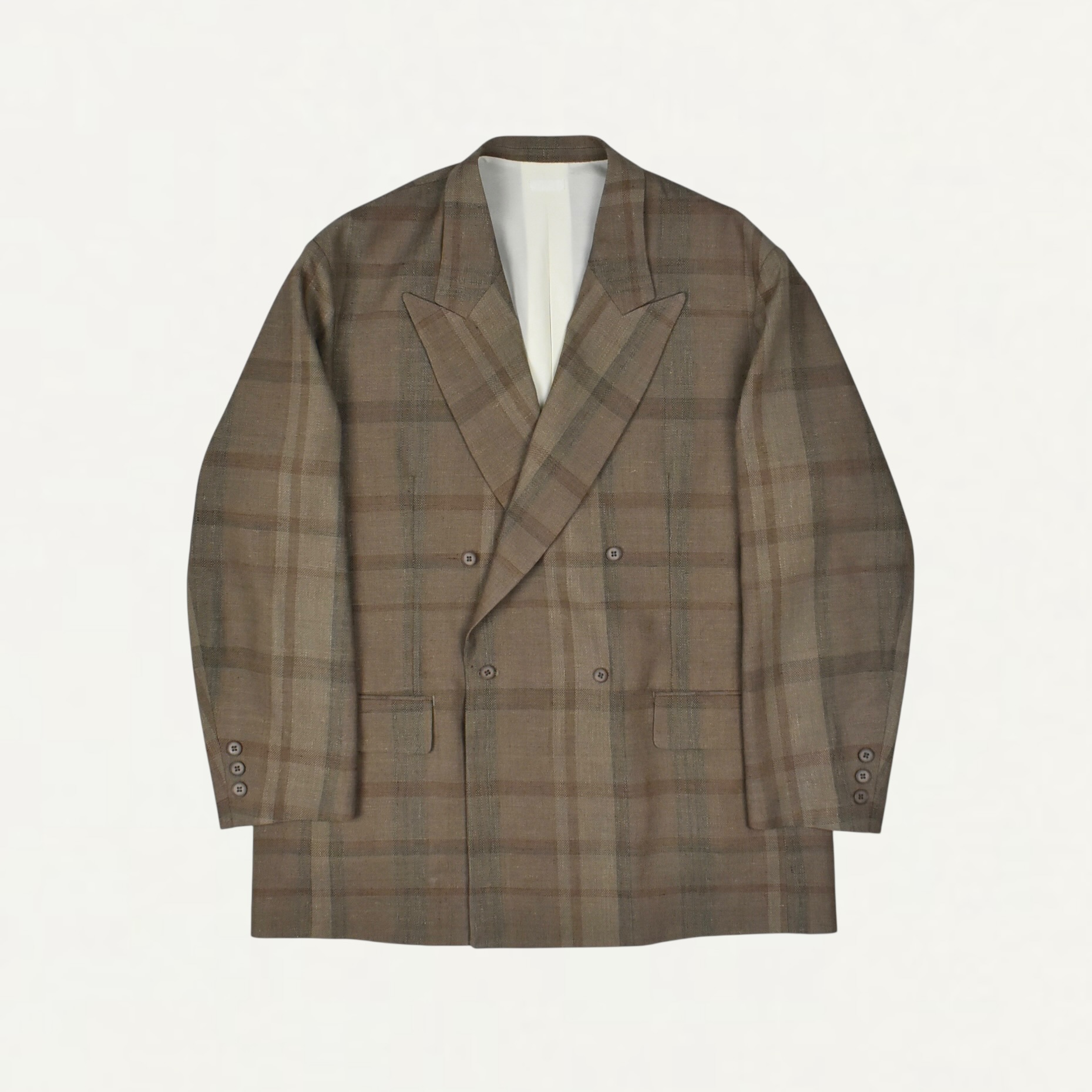 SEEALL ESSENTIAL DOUBLE BREASTED JACKET CAMEL PLAID[SAU63-JK182-MK-002-CAMEL PLAID-4]
