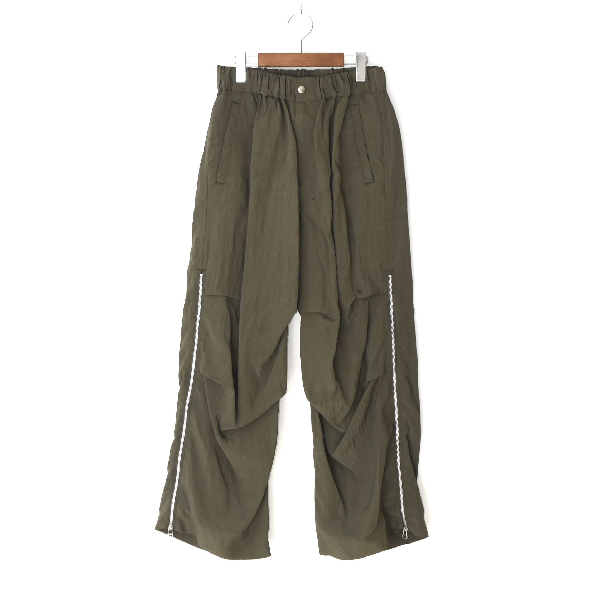08sircus Viscose washer parachute zip pants Khaki[S25SS-PT07]