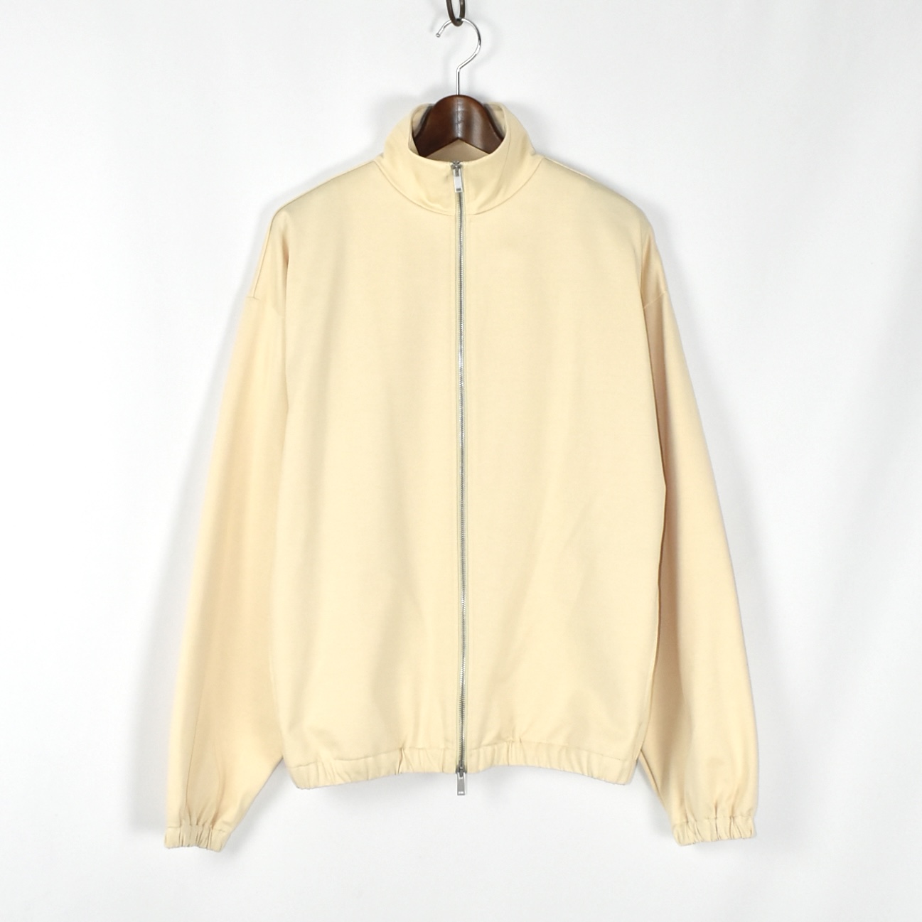 JIL SANDER TECNICAL SHINY COTTON JERSEY SWEATSHIRT W/ZIP RAW COTTON[J22HG0105]