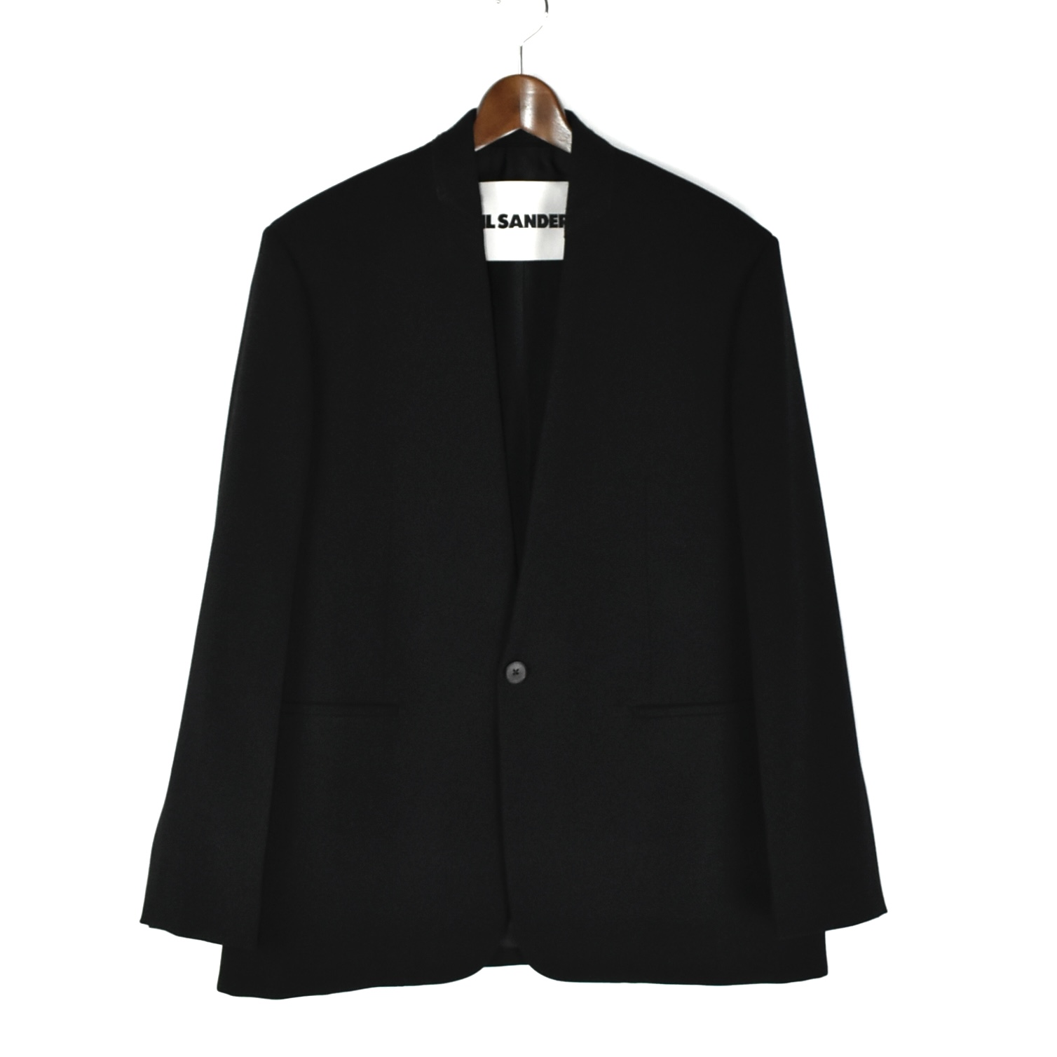 JIL SANDER TEXTURED WOOL NO COLLOR TAILORING JACKET[J22BN0260]