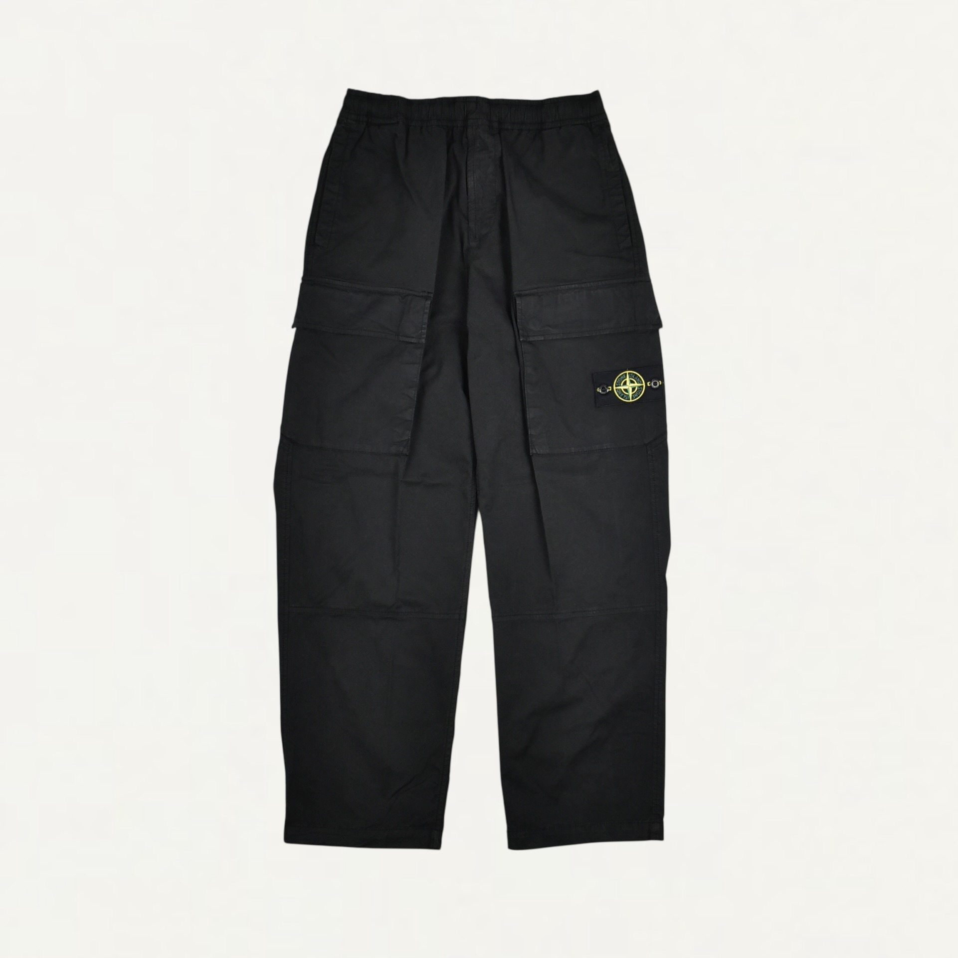 STONE ISLAND 3100020 STRETCH ORGANIC COTTON TWILL Loose-fit cargo trousers with elasticated waistband Black[L1S153100020S0A10V0029]