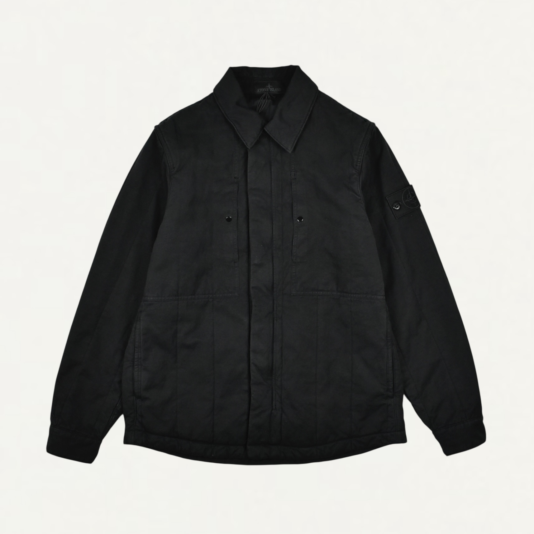 STONE ISLAND COTTON LINEN QUILTED-TC S.I. GHOST Primaloft quilted shirts jacket Black[L1S154100038S0F34V0029]