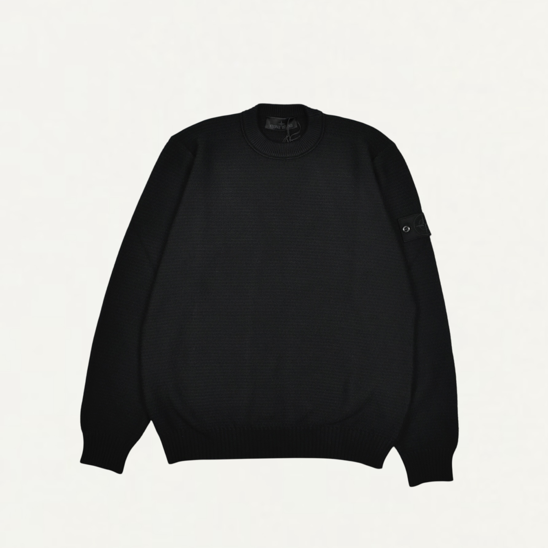 STONE ISLAND 5100032 COTTON CASHMERE_S.I. GHOST Loose-fit crewneck jumper with ribbed trims Black[L1S155100032S00FAV0029]