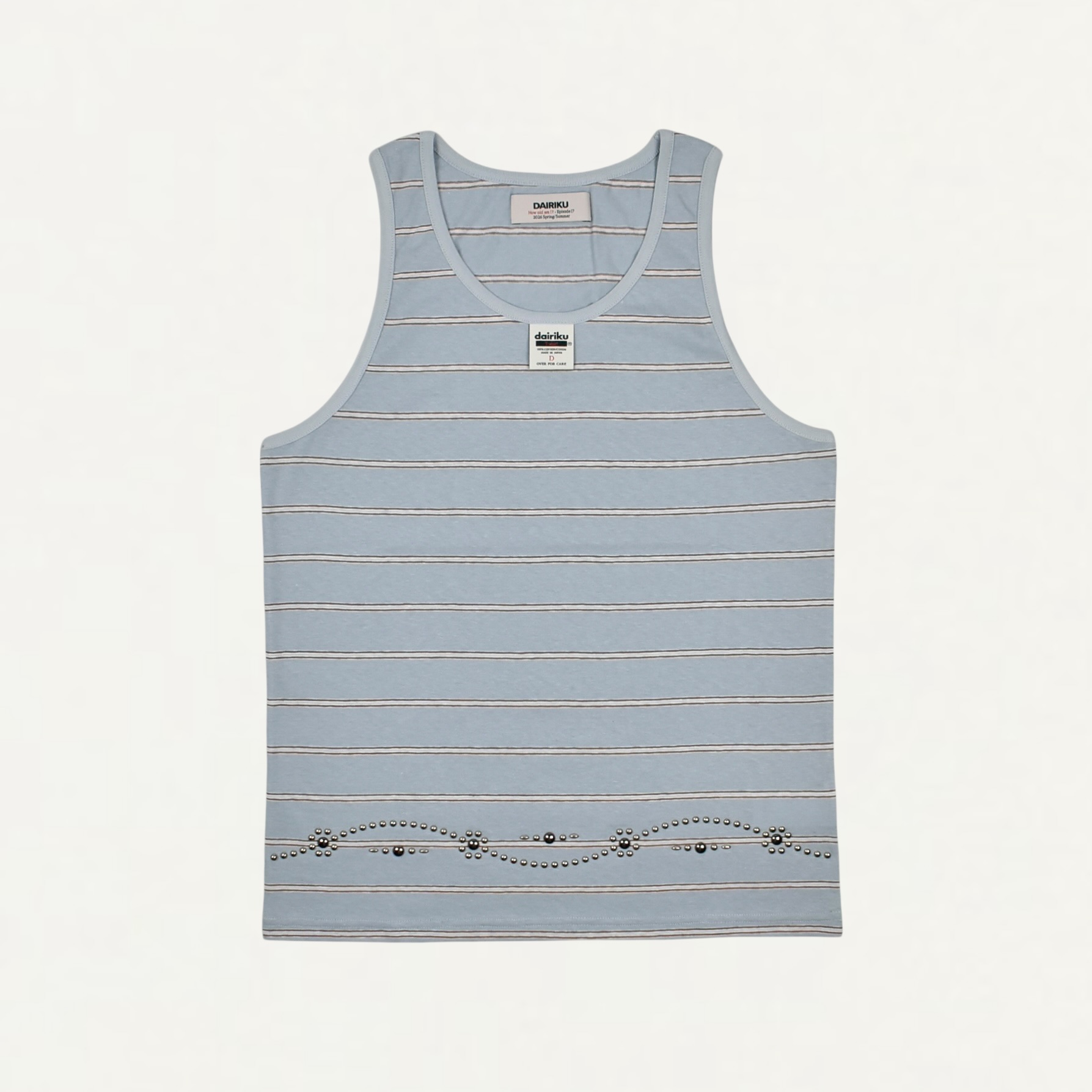 DAIRIKU Waist Studs Border Tank Tops Aqua[26SS C4]