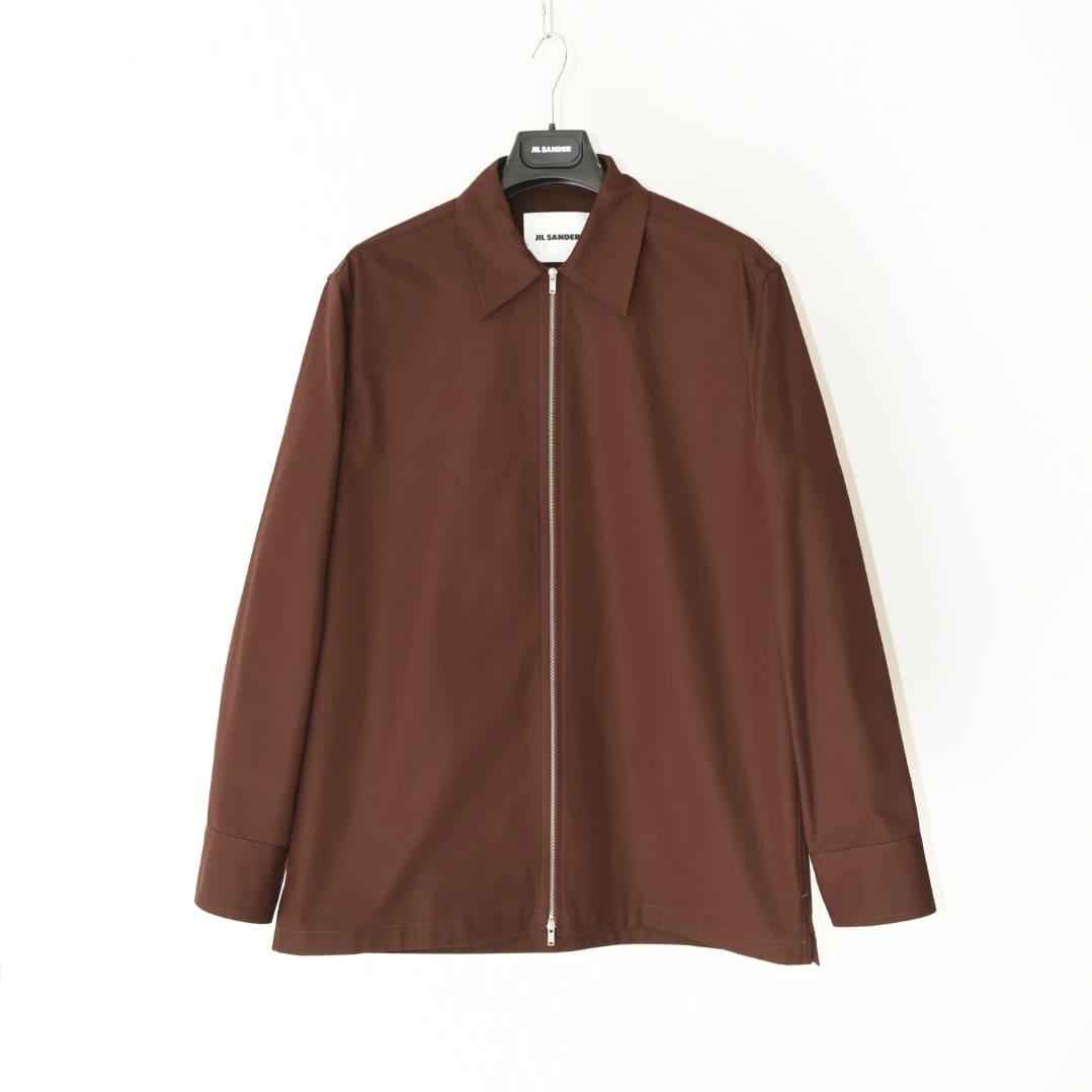 JIL SANDER ZIP-UP SHIRTS CHESNUT BROWN[J61DL0014]