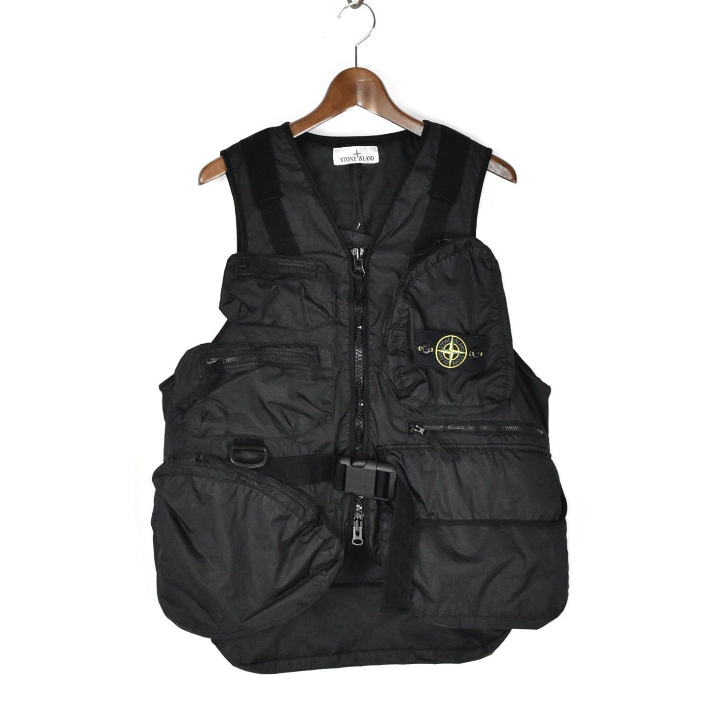 STONE ISLAND Breathable, water-resistant utility vest with polyester base Black[K1S15G100006]