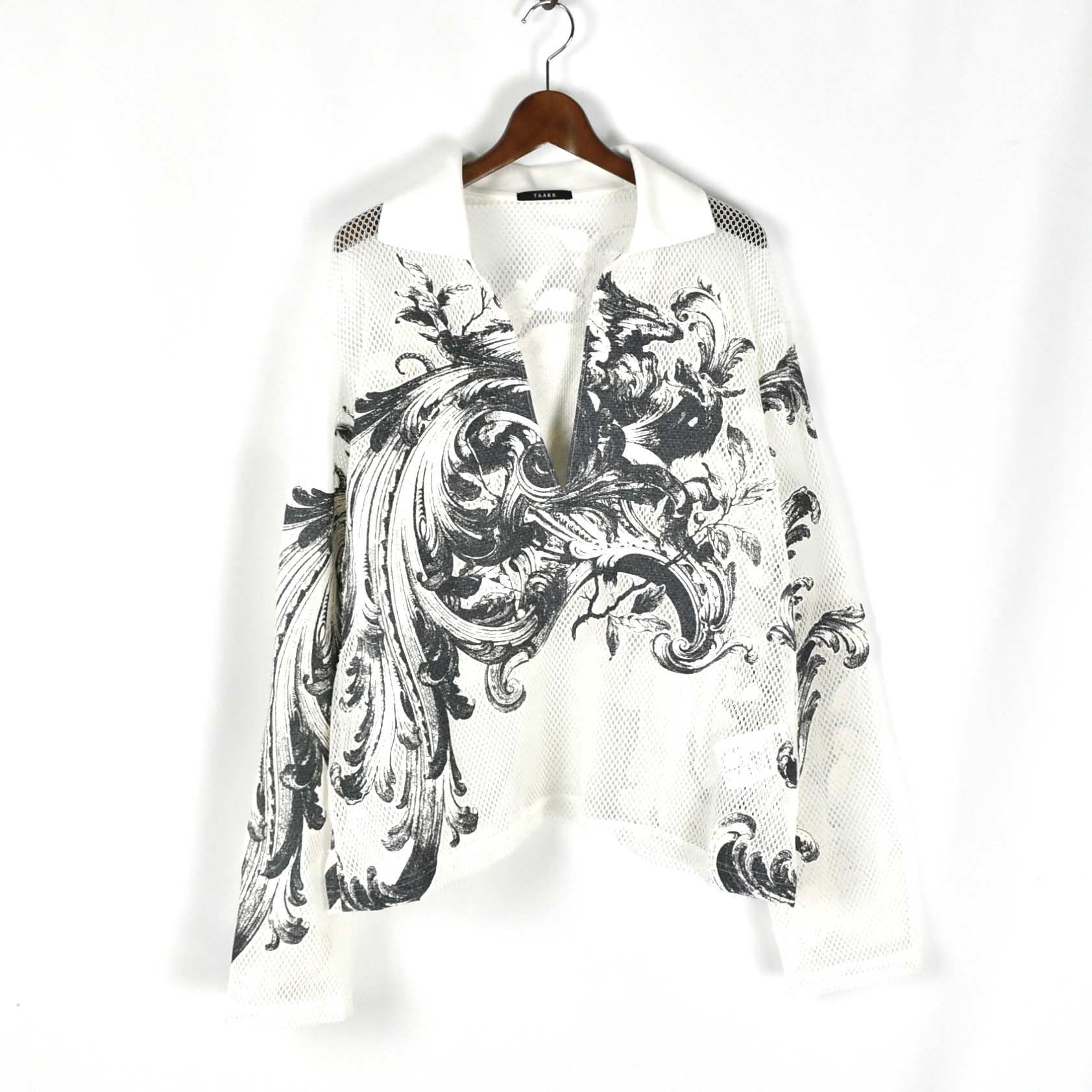 TAAKK EUROPIAN MOTIF MESH SKIPPER SHIRTS WHITE[TA25S-SH048]