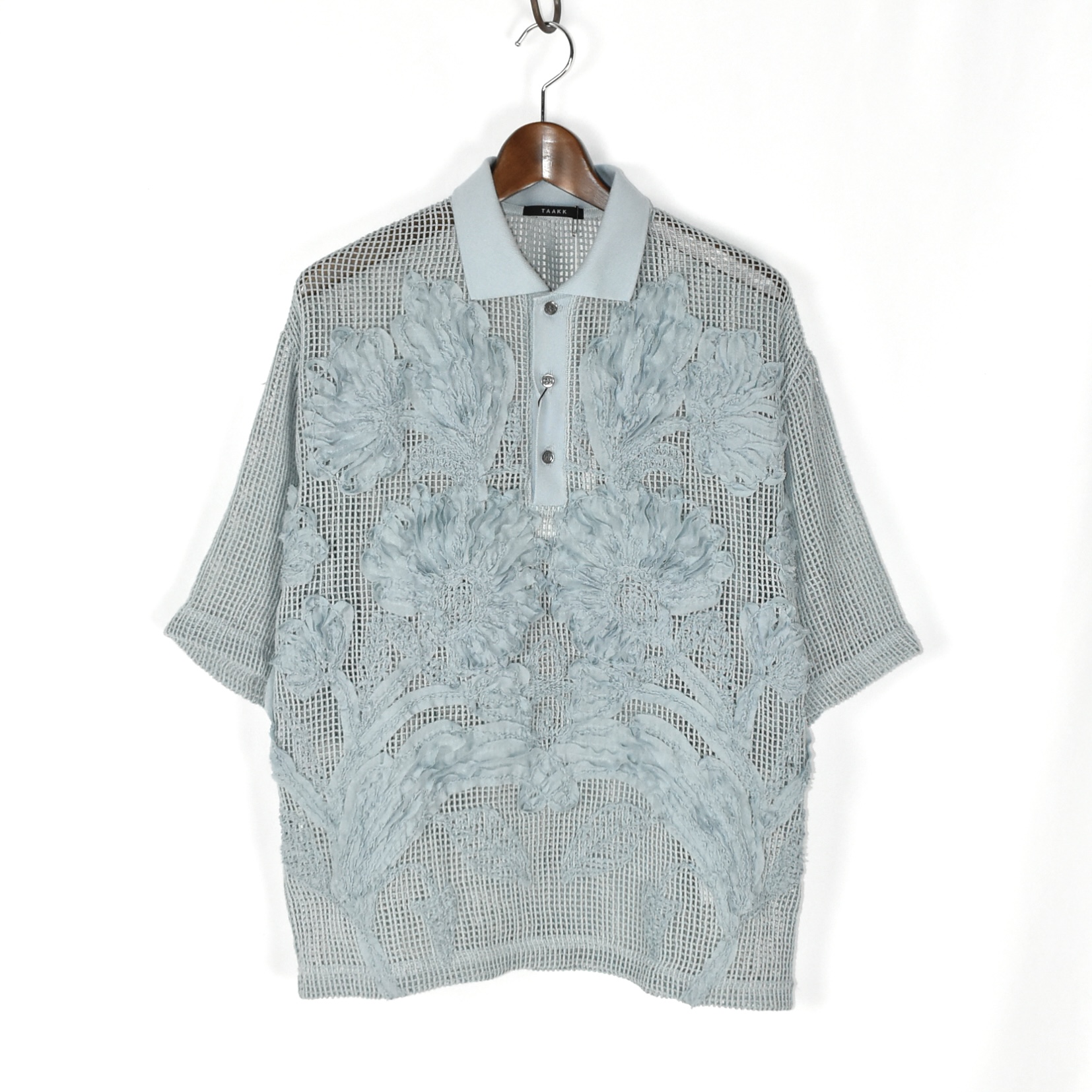 TAAKK MESH EMBROIDERY POLO SHIRTS BLUE[TA25SS-SH009]