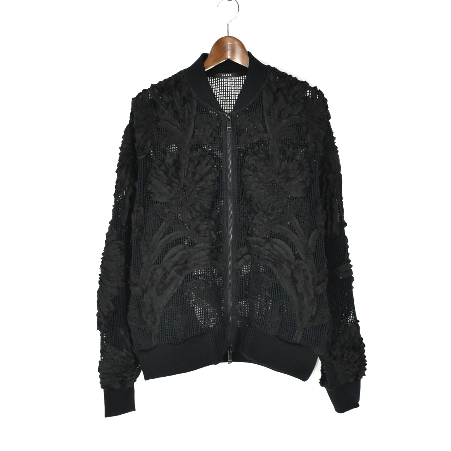 TAAKK MESH EMBROIDERY ZIP BLOUSON BLACK[TA25SS-BL007]