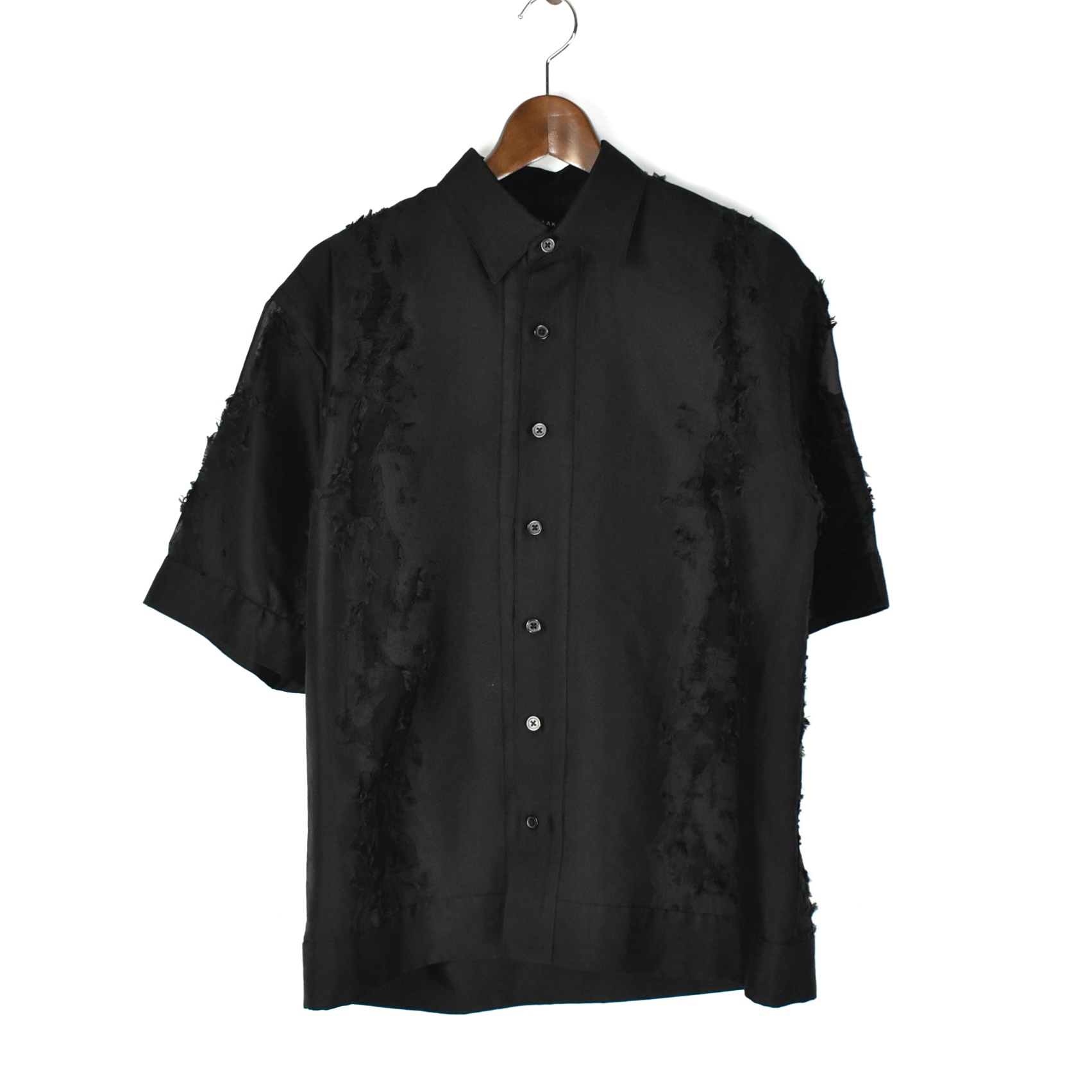 TAAKK CUT JACQUARD SHORT SLEEVE SHIRTS BLACK[TA25SS-SH024]