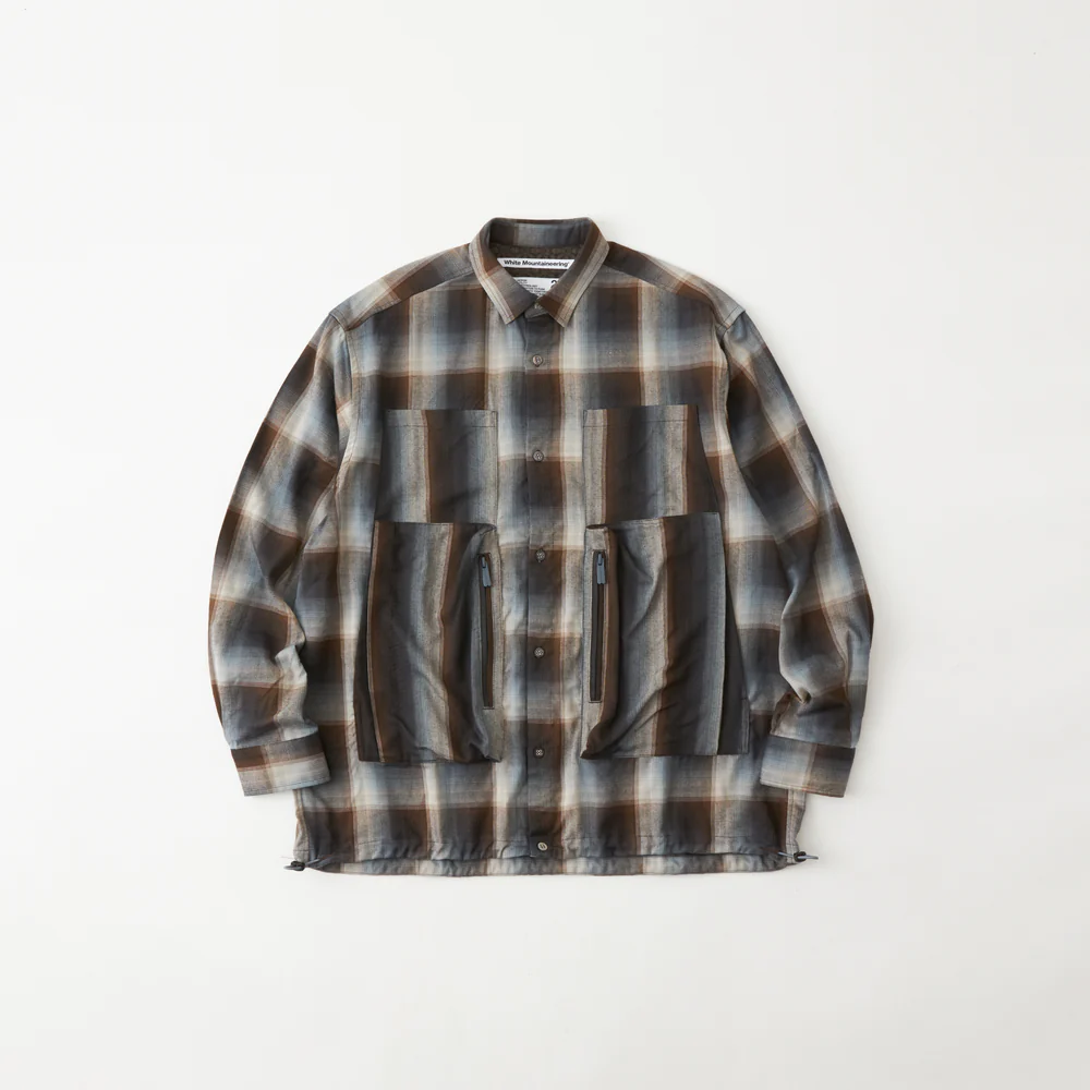White Mountaineering CHECK LARGE POCKET SHIRT GRAY[WM2571105]
