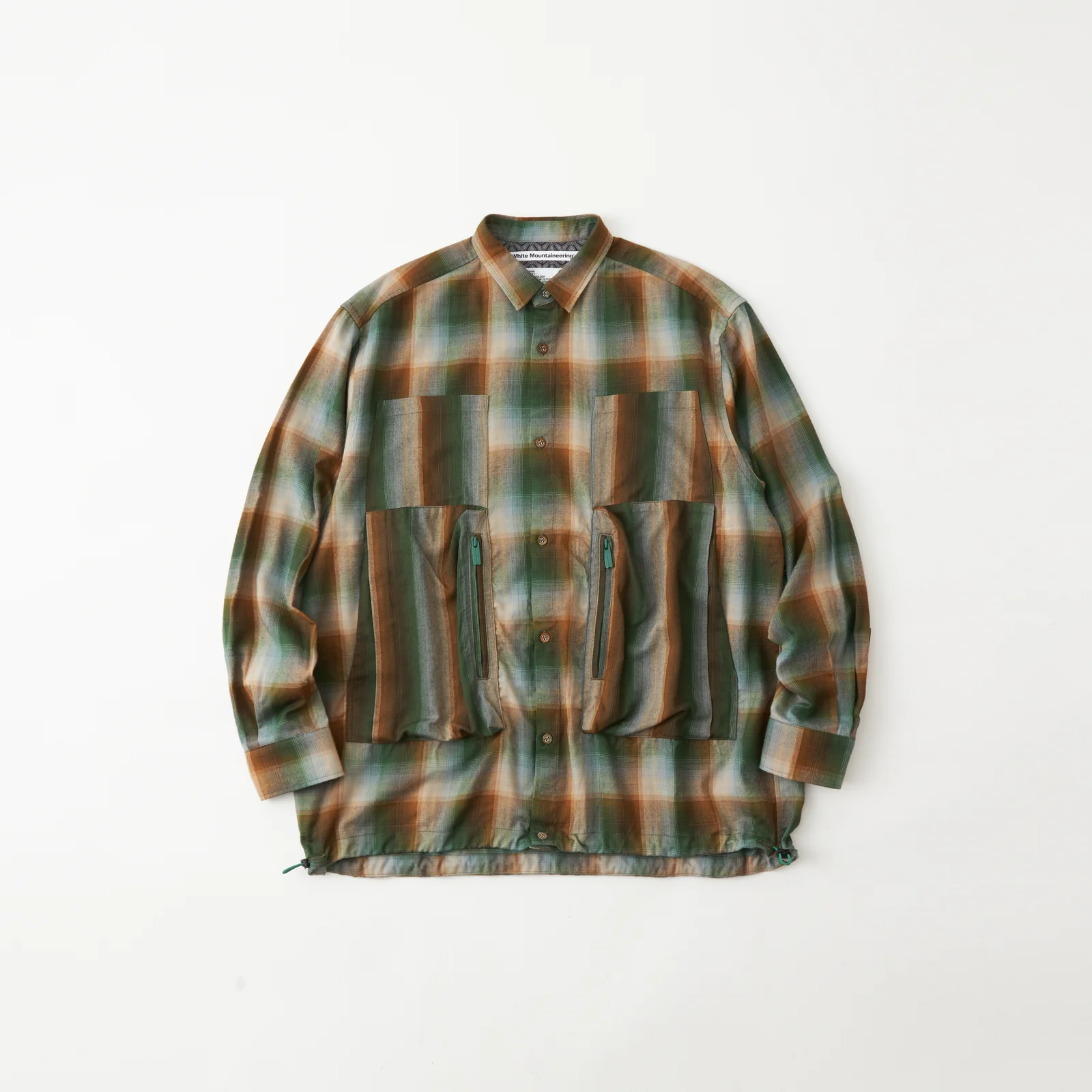 White Mountaineering CHECK LARGE POCKET SHIRT GREEN[WM2571105]