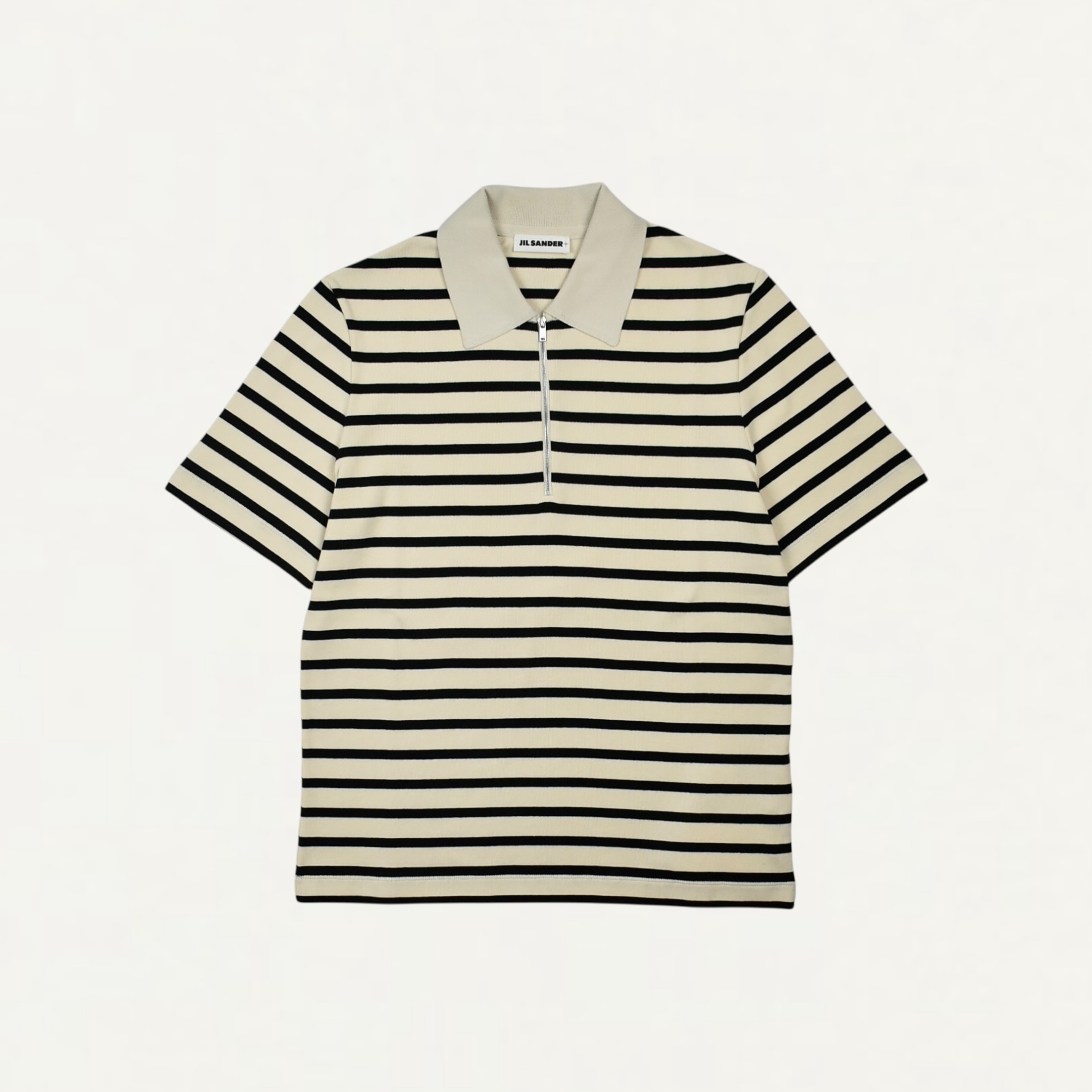 JIL SANDER RIBBED COTTON JERSEY MULTISTRIPE POLO BLUEJAY[J47GL0104]