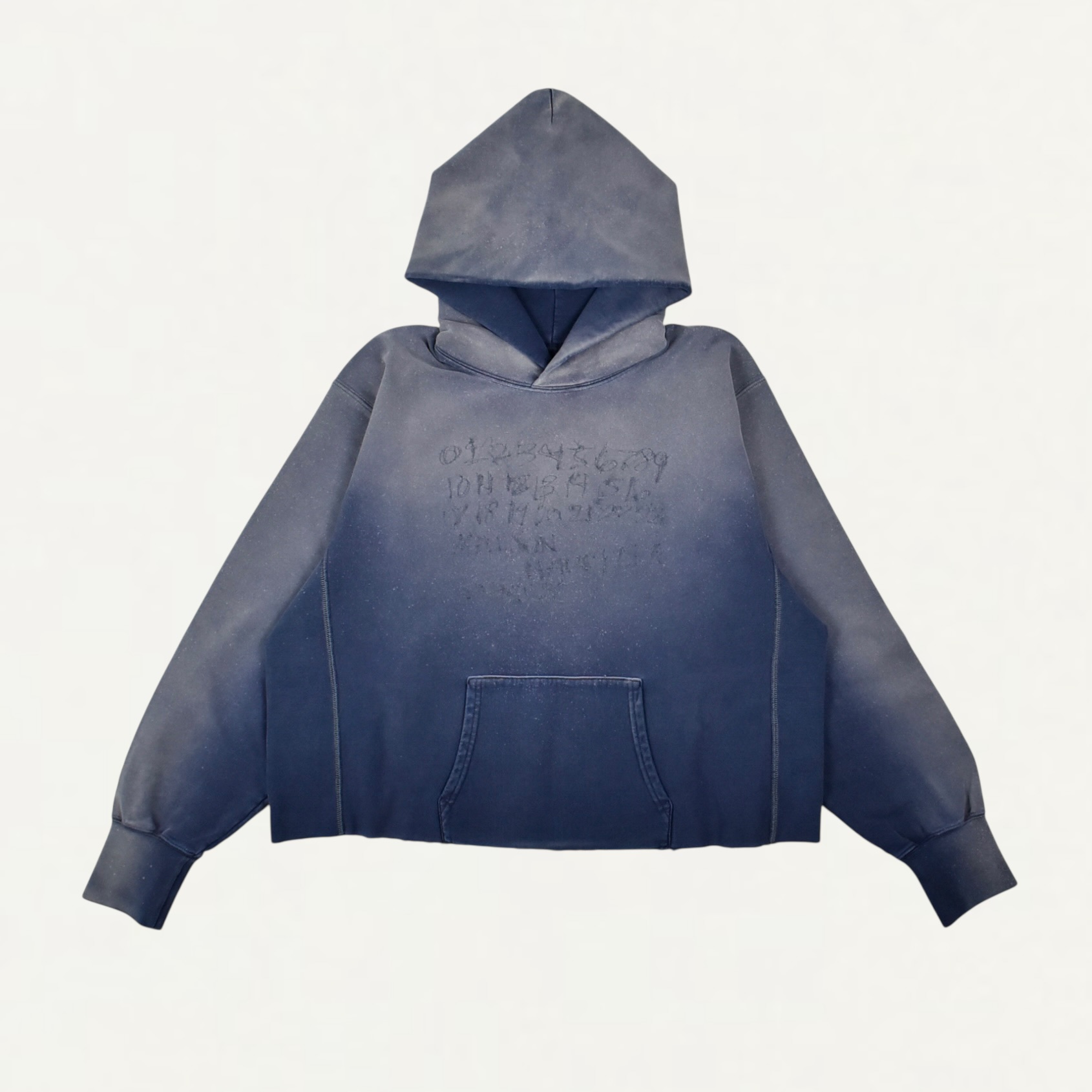 Maison Margiela Sun Fade Dye Numerical Cropped Hoodie Cobalt[S51GU0142]
