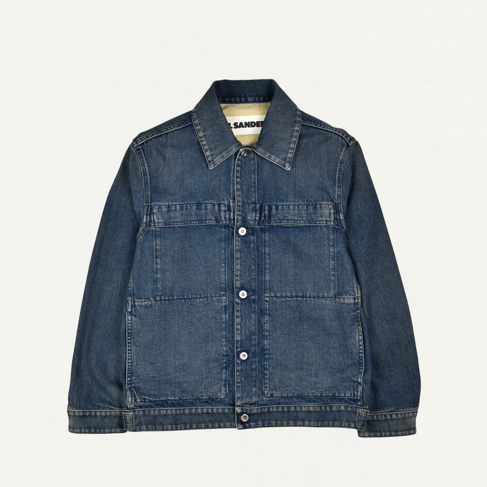 JIL SANDER WASHED PLUS DENIM JACKET PETROL BLUE[J47SW0018]