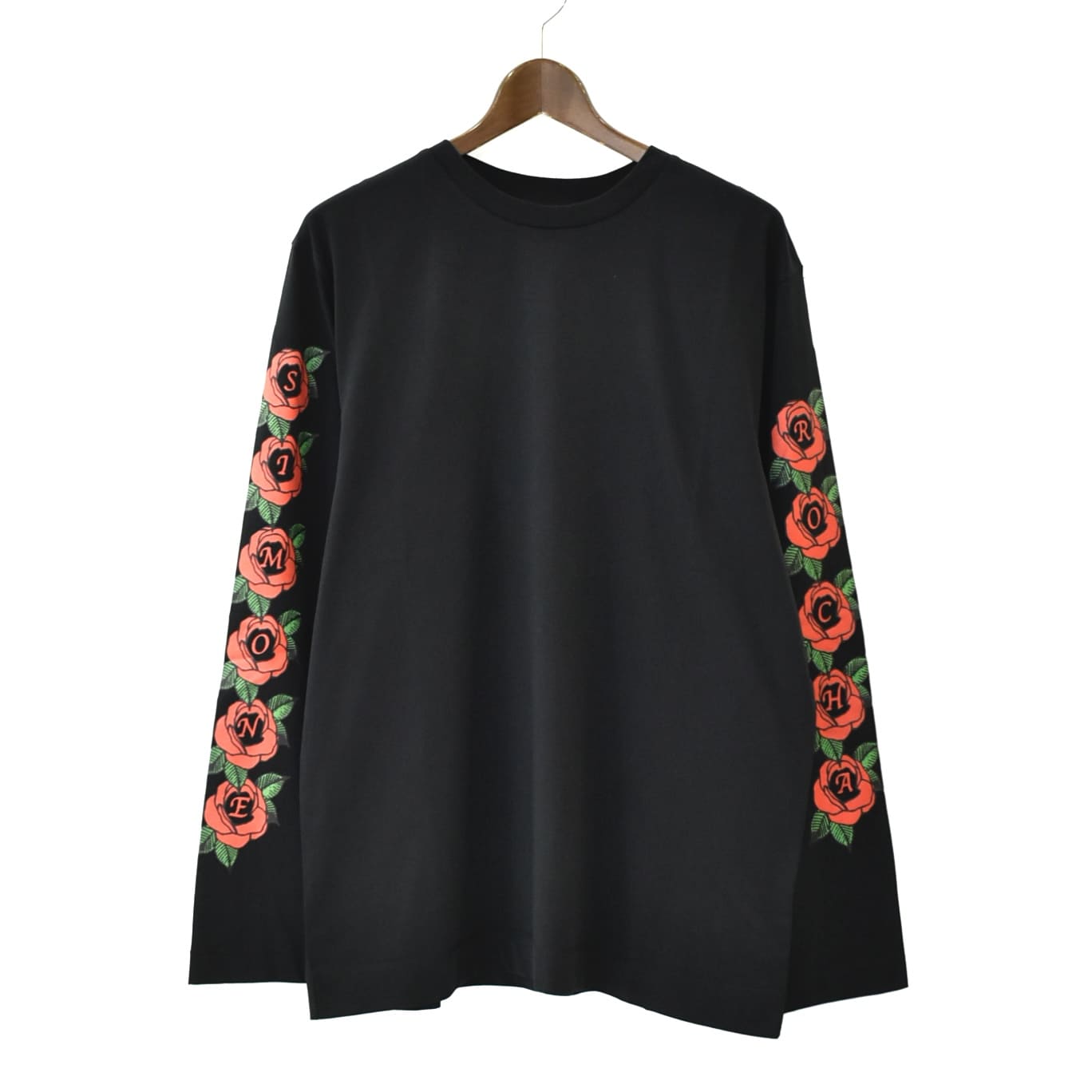 Simone Rocha CLUSTER ROSE LOGO PRINT LONG SLEEVE T-SHIRTS BLACK[5194P33P34P-M 0569]