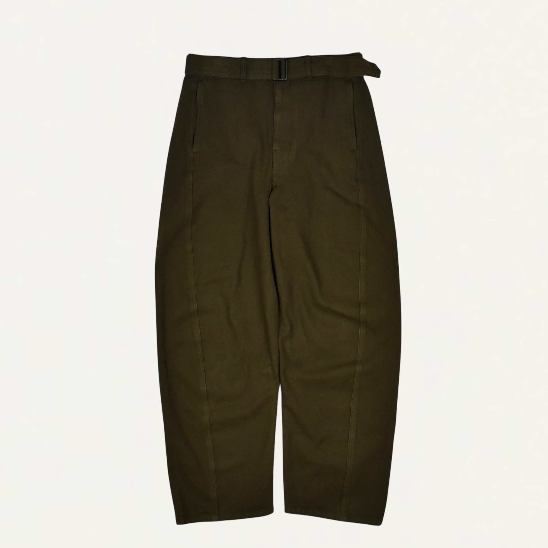 LEMAIRE TWISTED BELTED PANTS IN DYED HEAVY BROKEN TWILL CACAO[PA326 LD1068]