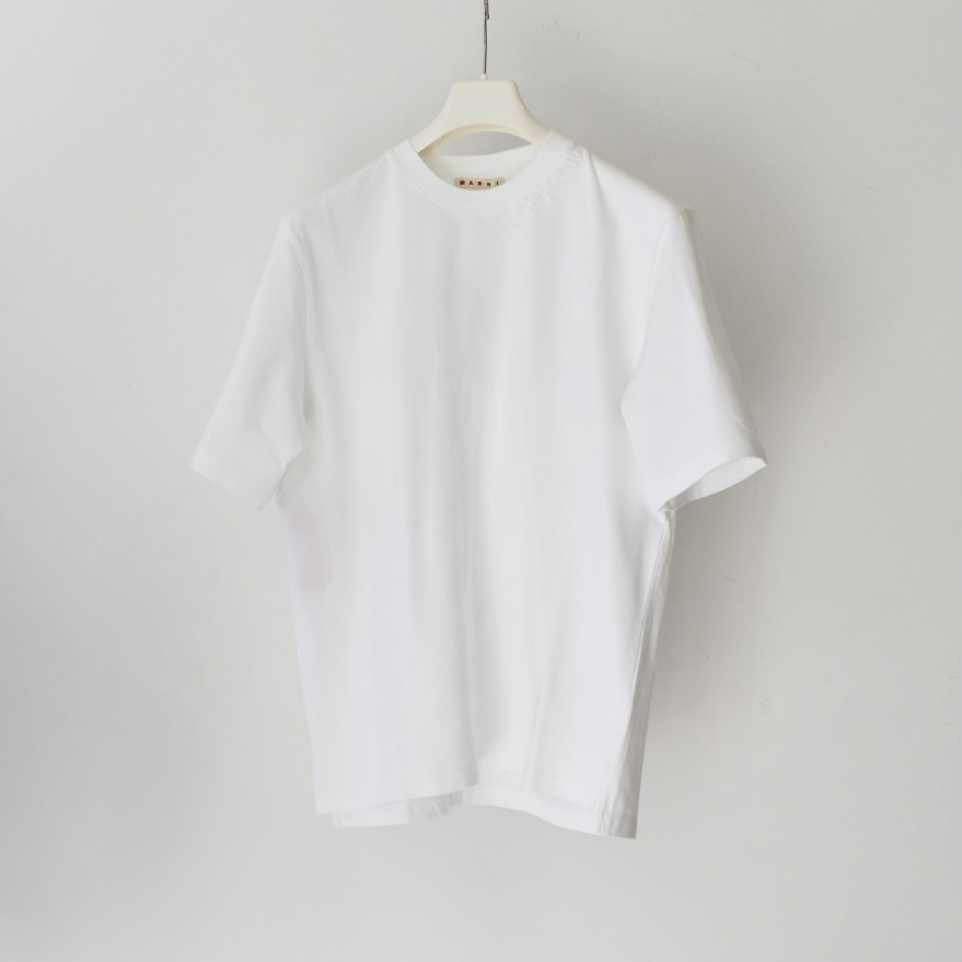 MARNI マルニパッチ付き オーガニックコットン製オーバーサイズTシャツ ホワイト[HUMU0287X0]