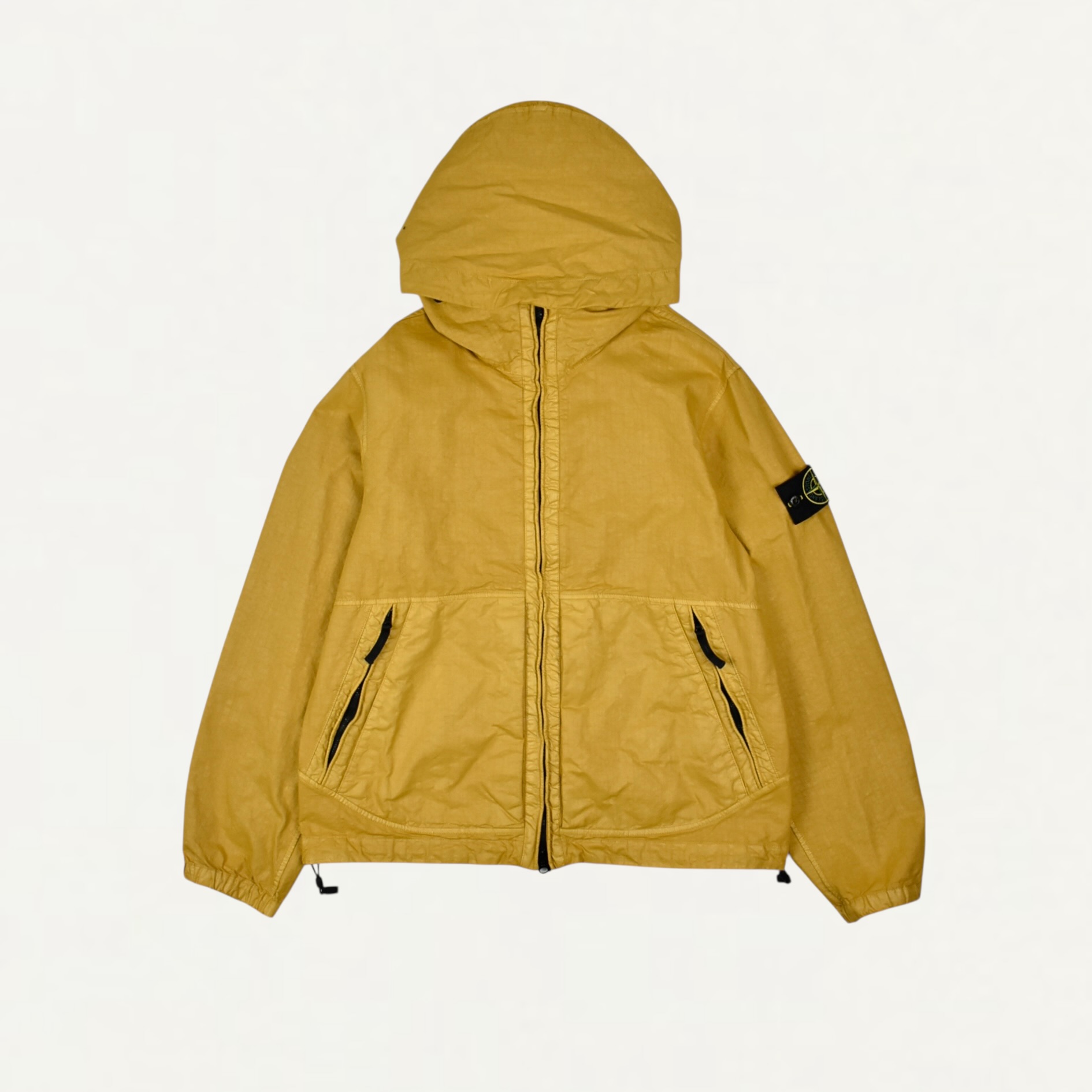 STONE ISLAND 4100053 ORGANIC-LOOK NYLON PANAMA-TC Hooded jacket with high-neck zip Mustard[L1S154100053S0069V0034]