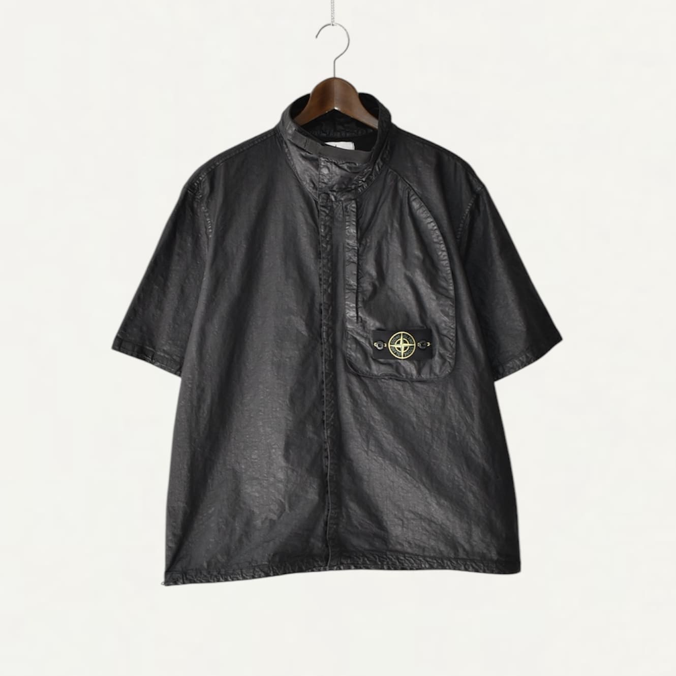 STONE ISLAND Comfort fit short-sleeve shirt with hidden snaps[K1S151200028]