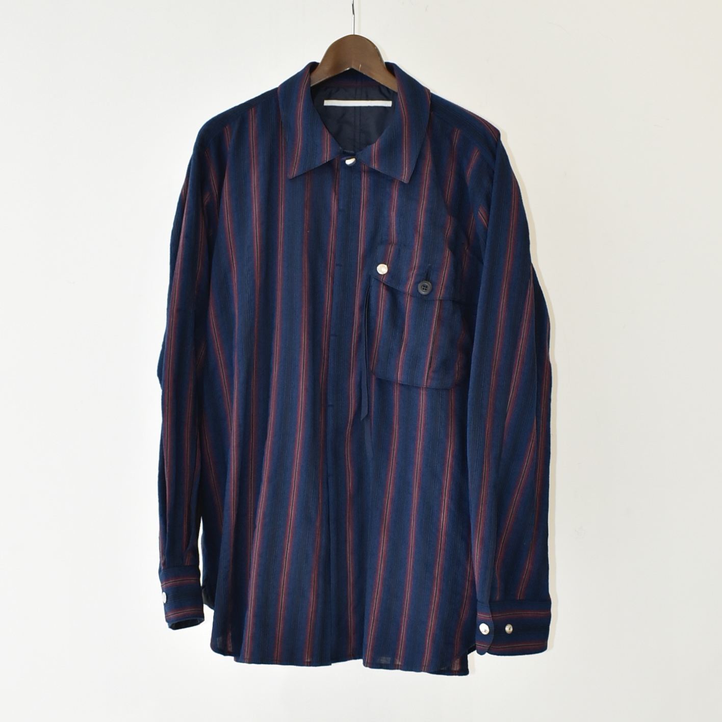 Tamme OMBRE STRIPE MILITARY SHIRT NAVY[24S0159]