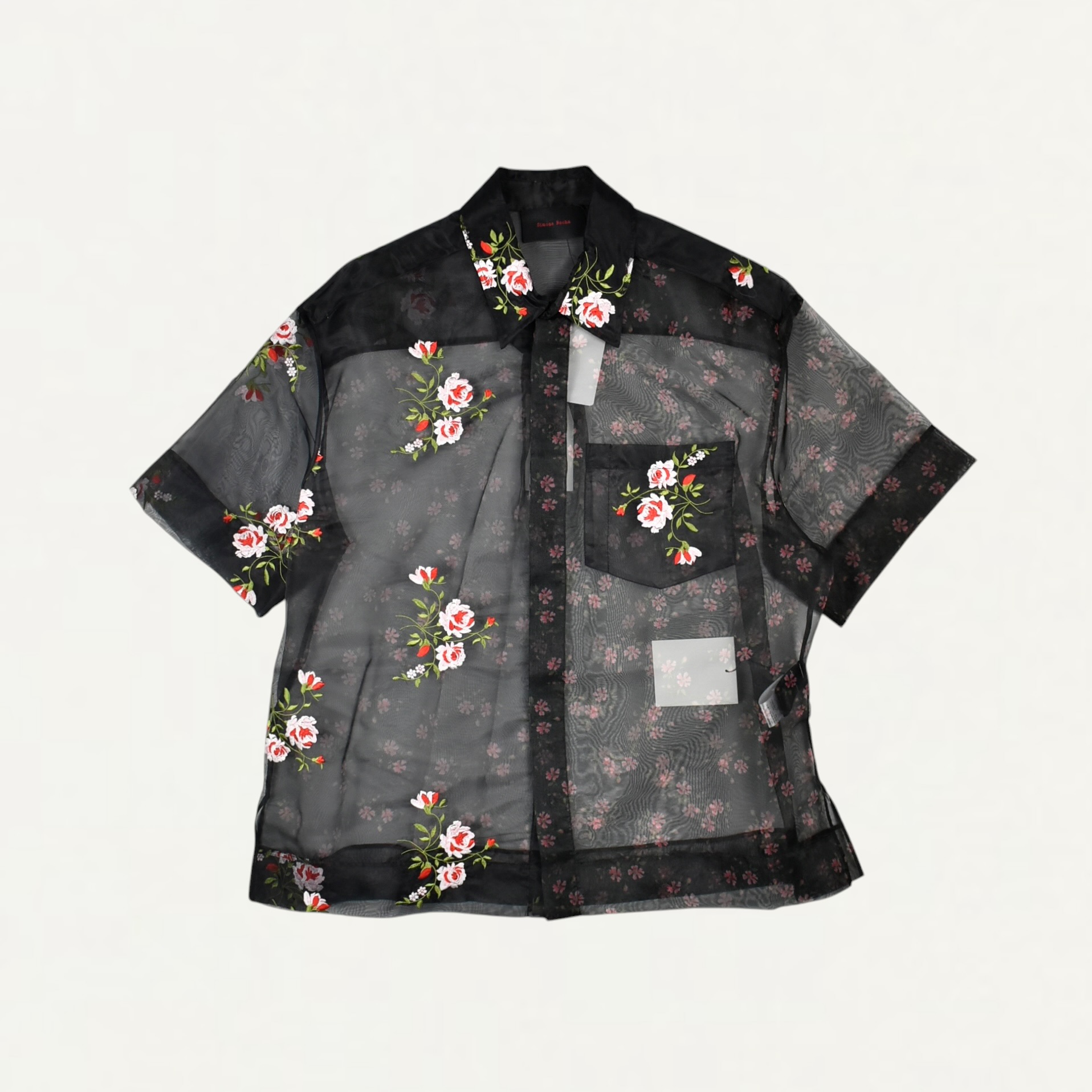 Simone Rocha SHEER PATCHWORK BOXY SHIRT Black[5414P 1305]