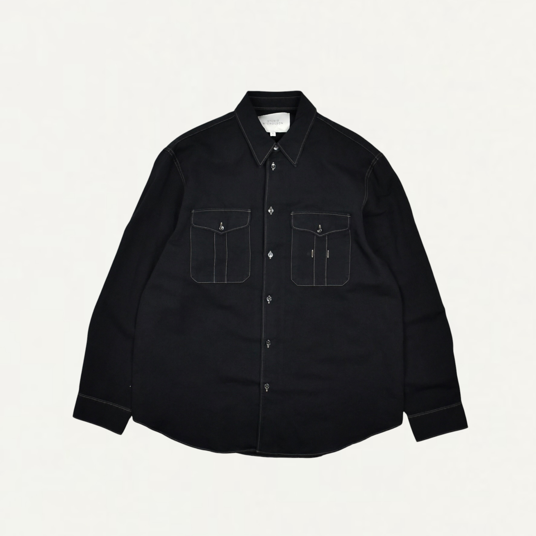 STUDIO NICHOLSON LAURO SHIRTS IN BLACK GRAPE[LAURO SNM-1478]