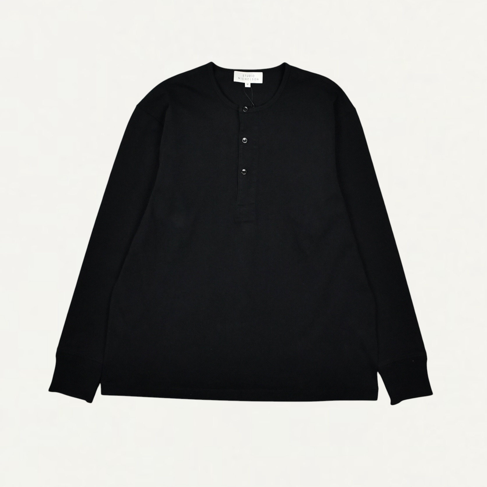 STUDIO NICHOLSON KUYTO HENRY NECK L/S T-SHIRT BLACK[KUYTO SNM-1485]