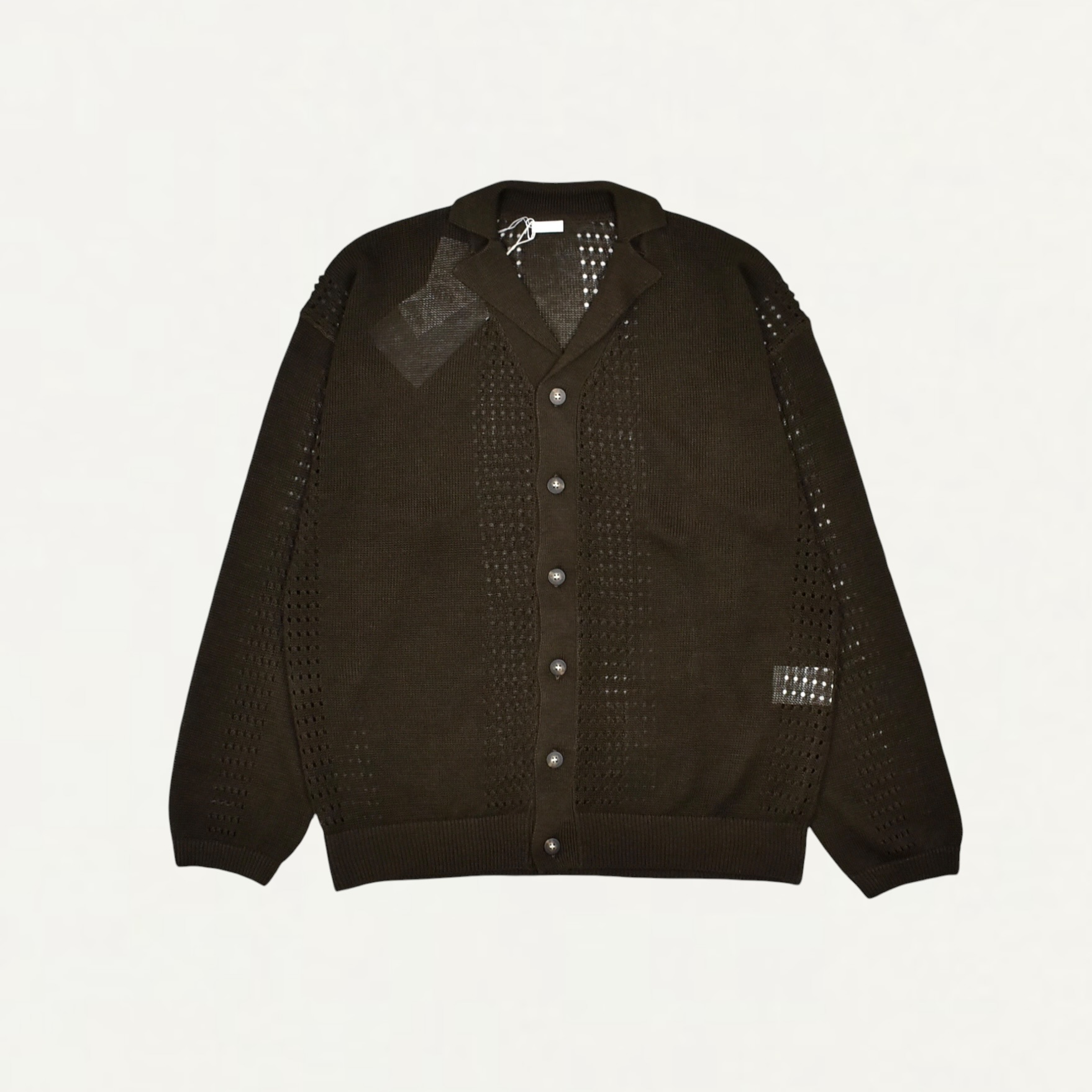 SEEALL MESH KNIT CARDIGAN BROWN[SAU63-KJ685-RAMIE-BROWN]