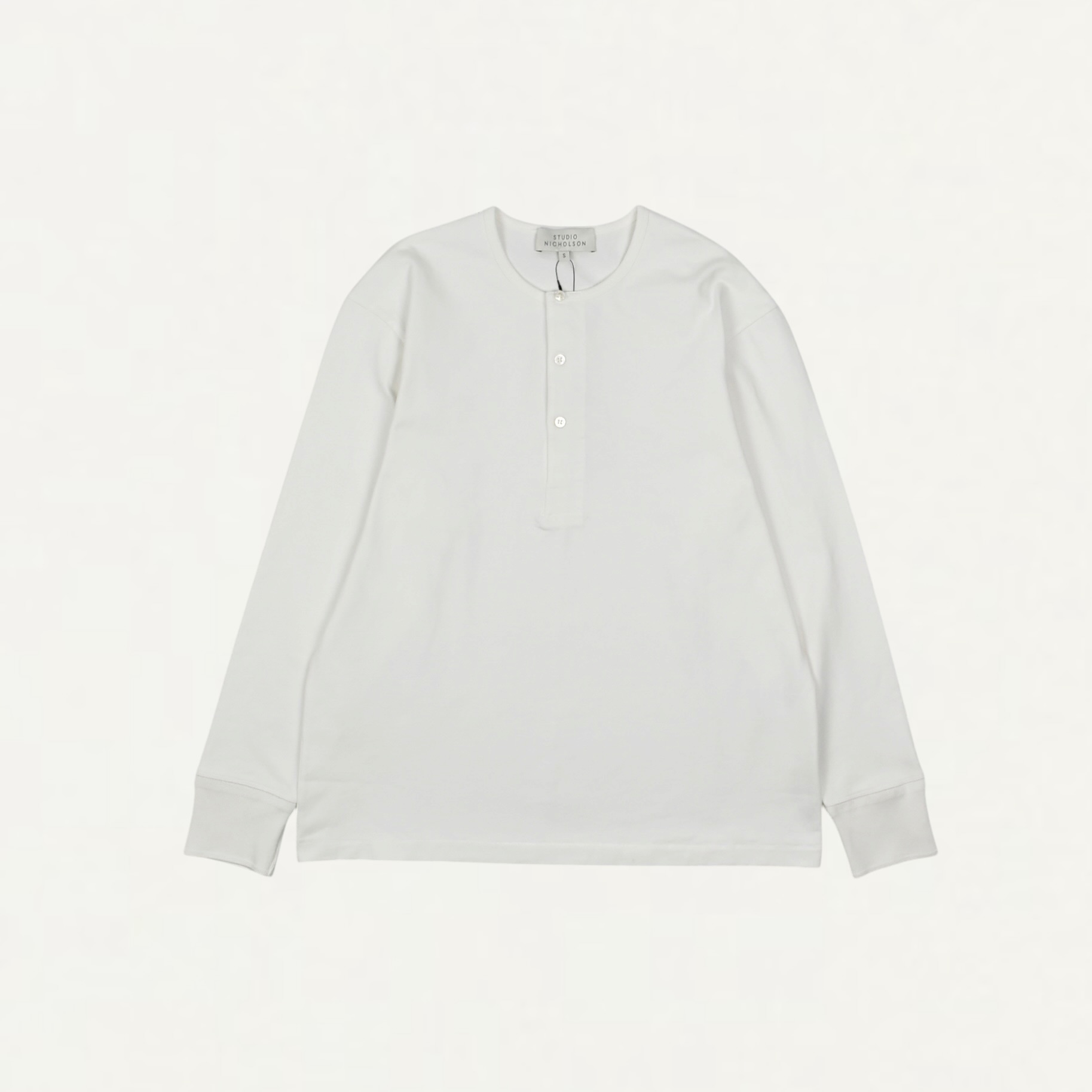 STUDIO NICHOLSON KUYTO HENRY NECK L/S T-SHIRT WHITE[KUYTO SNM-1485]