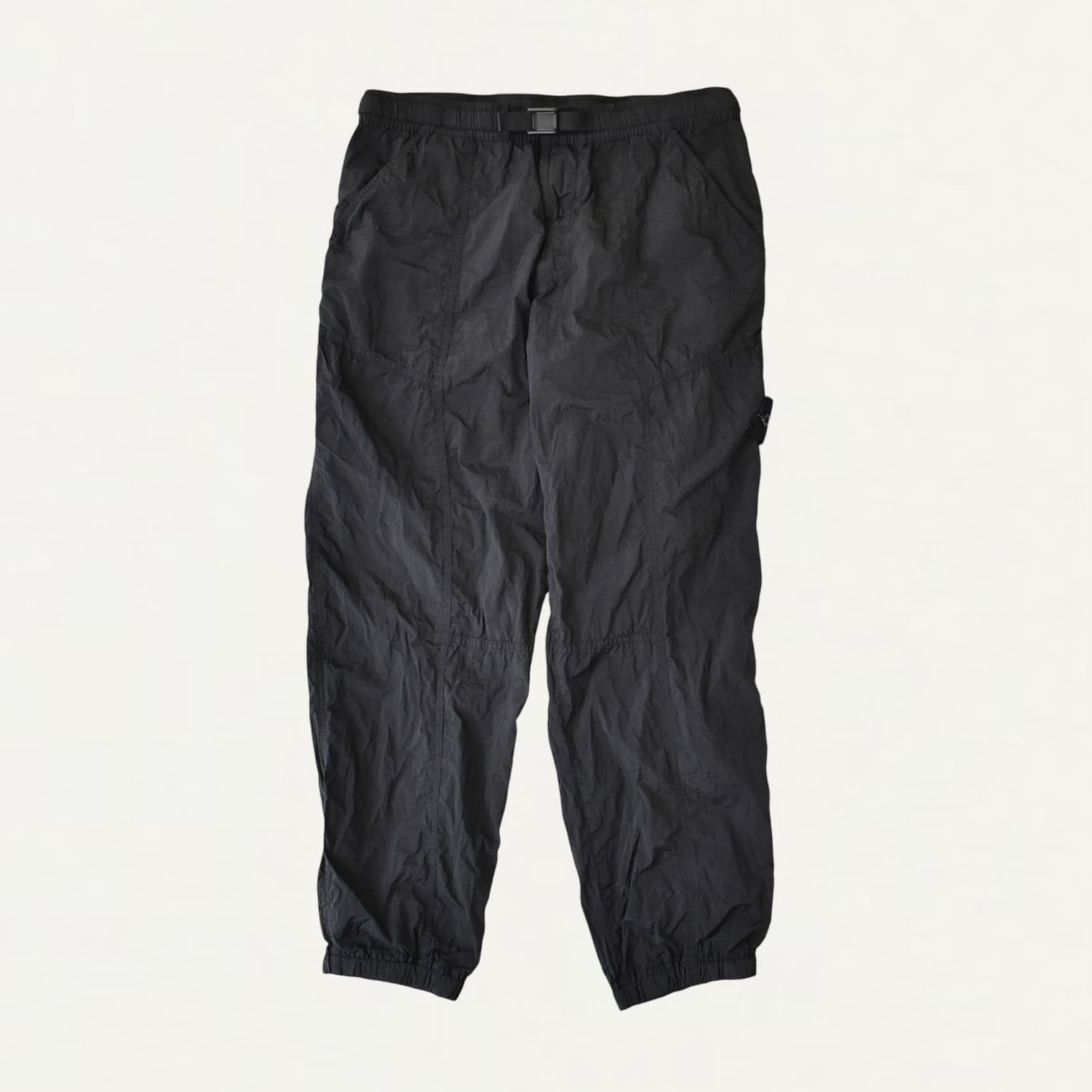 STONE ISLAND Comfort fit jogger trousers with nylon tape belt Black[K1S153100032]