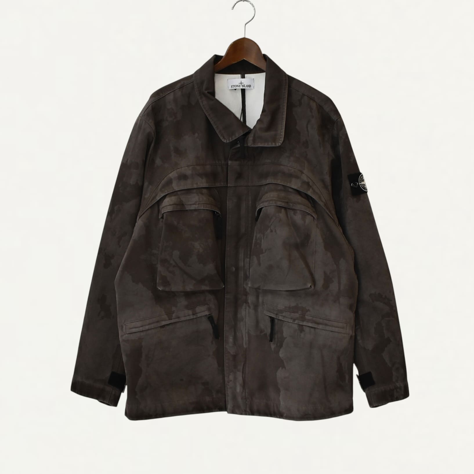 STONE ISLAND 4100022 RASO GOMMATO 3L LASER CAMO Field jacket with waterproof and windproof membrane[K1S154100022]