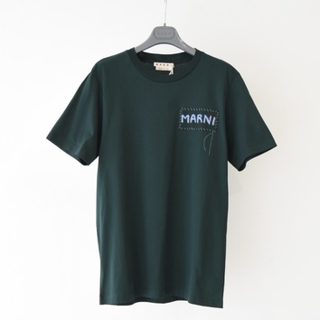 MARNI マルニパッチ オーガニックコットン Tシャツ グリーン[HUMU0198X0]