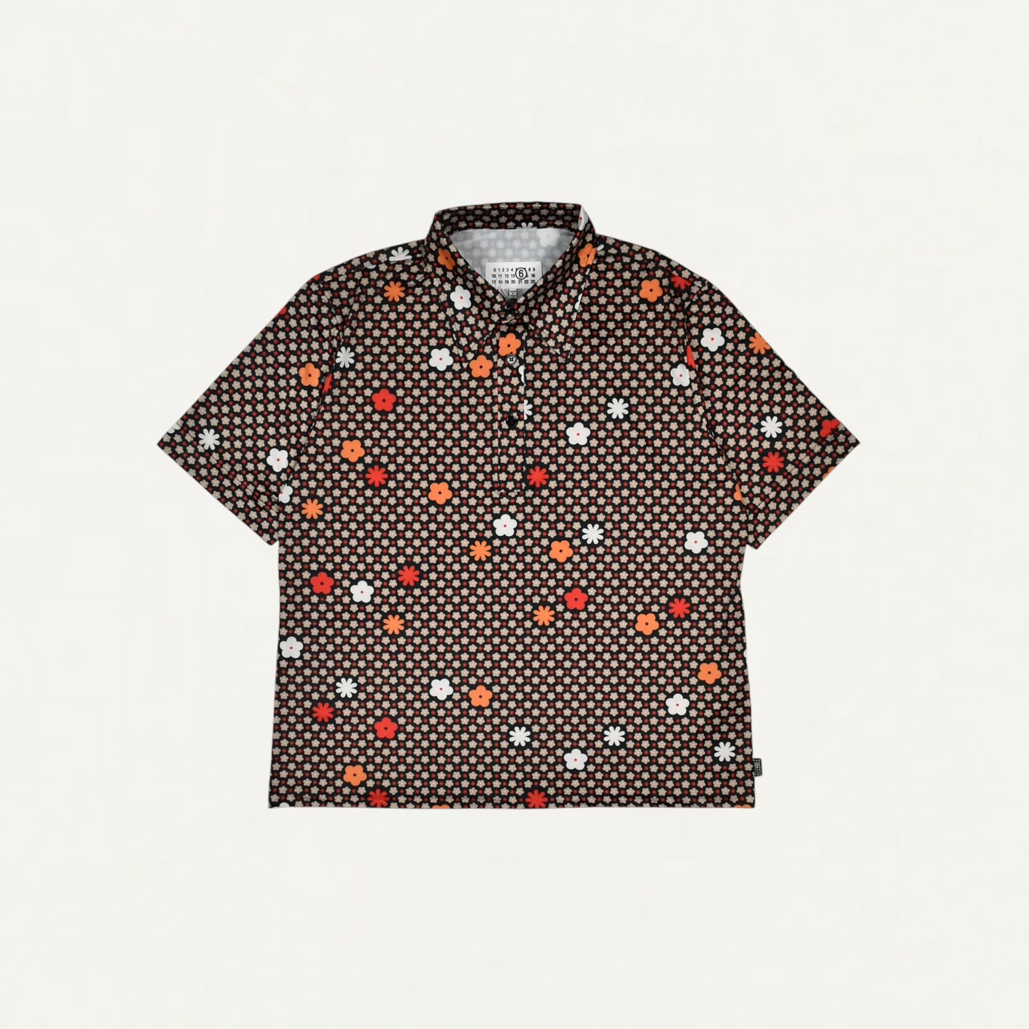 MM6 MAISON MARGIELA Printed Shiny Jersey Polo Shirt Black/Red[SH2GL0011]