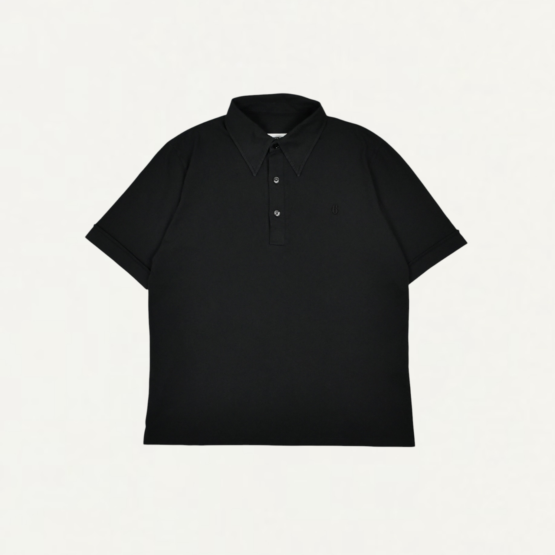 MM6 MAISON MARGIELA Heavy Cotton Jersey Polo Shirt Black[SH2GL0011]
