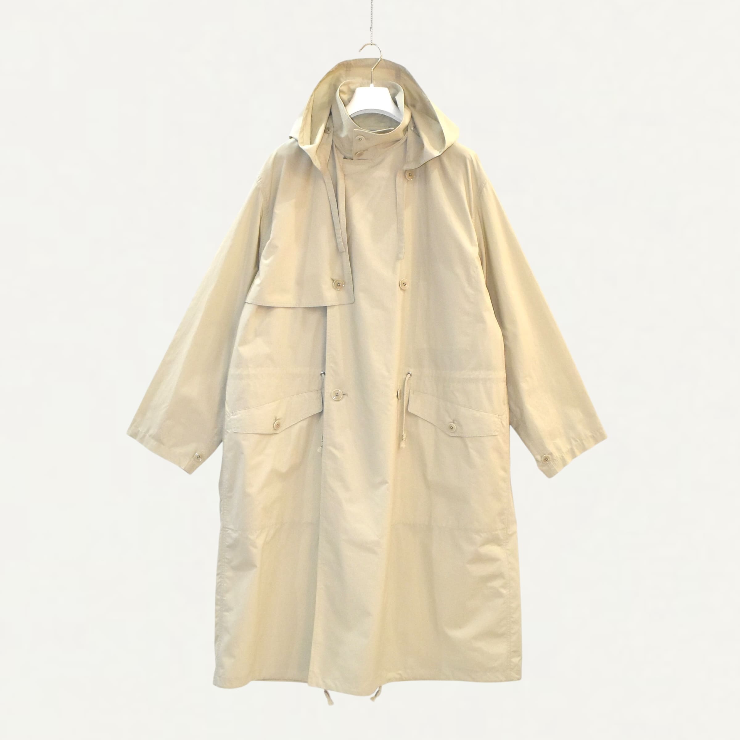 LEMAIRE LIGHT HOODED TRENCH STONE BEIGE[CO1096 LF1371BG205]