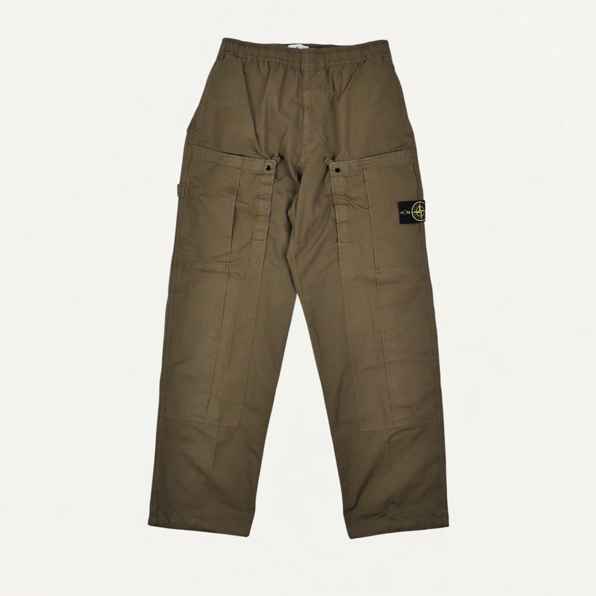 STONE ISLAND 3100007 MERCERISED ORGANIC COTTON RIPSTOP Loose-fit cargo trousers with elasticated waistband Umber[L1S153100007S0298V007C]
