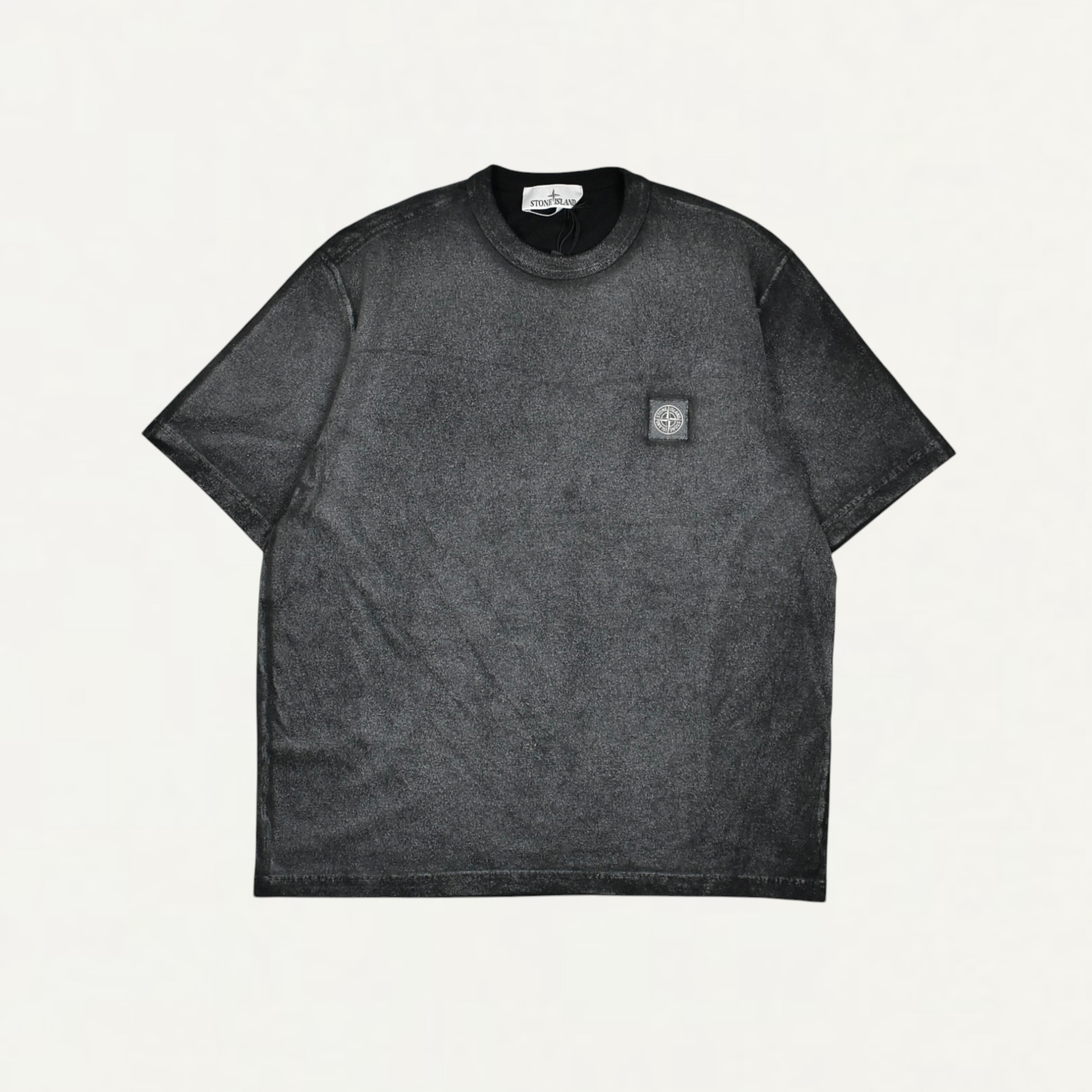 STONE ISLAND 2100013 COMBED ORGANIC COTTON JERSEY REFLECTIVE GARMENT LAMINATION Regular-fit T-shirt with Compass logo Black[L1S152100013S0305V0029]