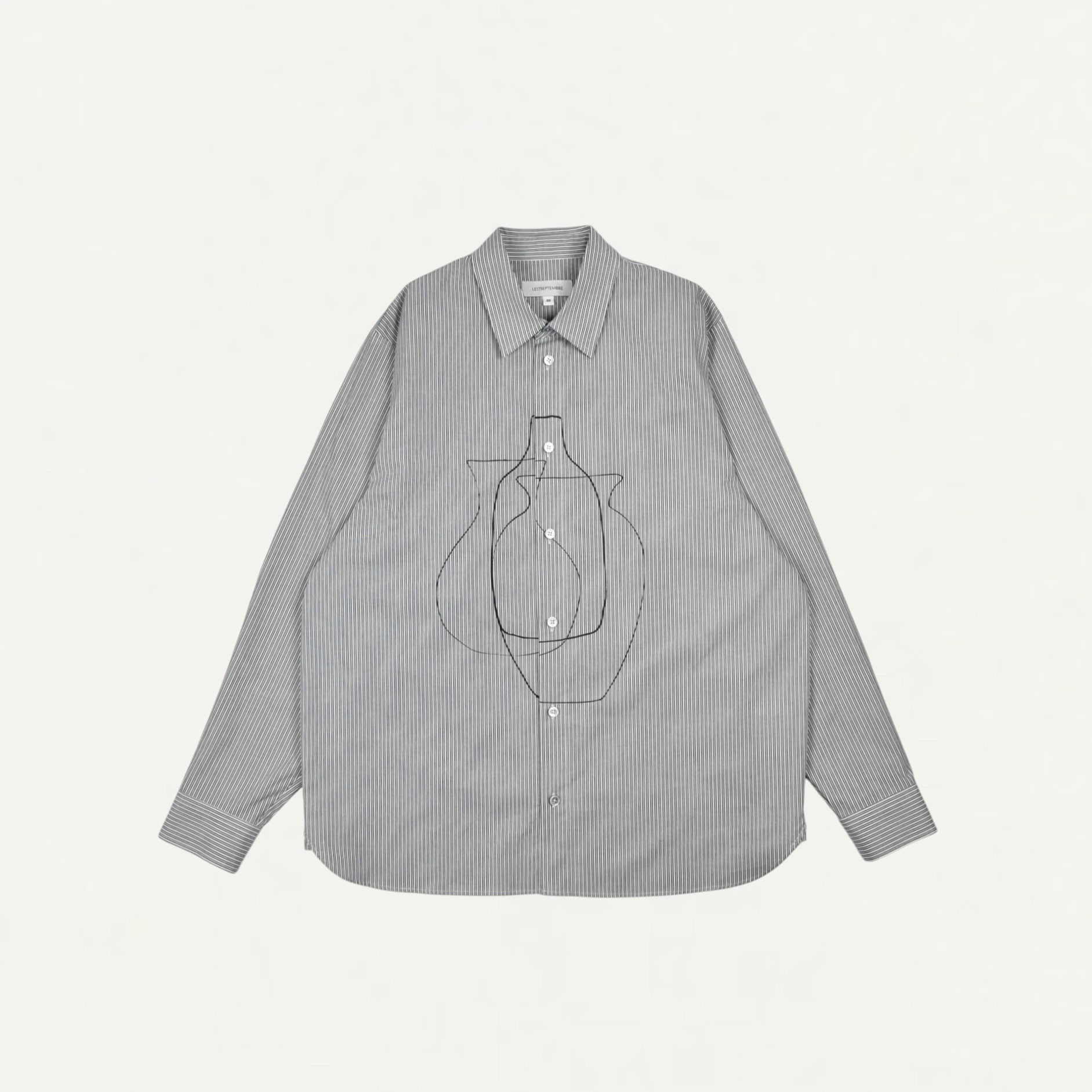 LE17SEPTEMBRE HOMME PRINTED STRIPED SHIRT NAVY[LH2611SH009ENA]