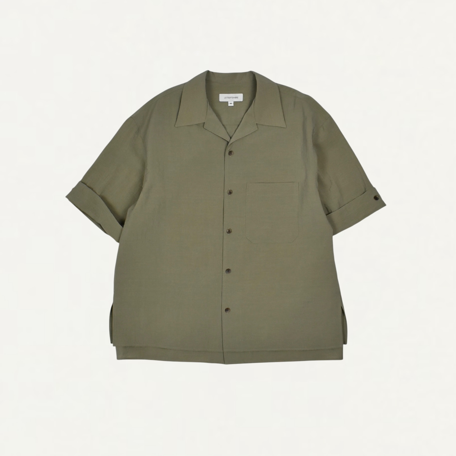 LE17SEPTEMBRE HOMME DOUBLE-LAYERED OPEN COLLAR SHIRT KHAKI[LH2611SH002EKH]
